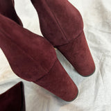 Christian Dior £1400 Burgundy Suede Over The Knee Boots 38