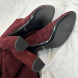 Christian Dior £1400 Burgundy Suede Over The Knee Boots 38