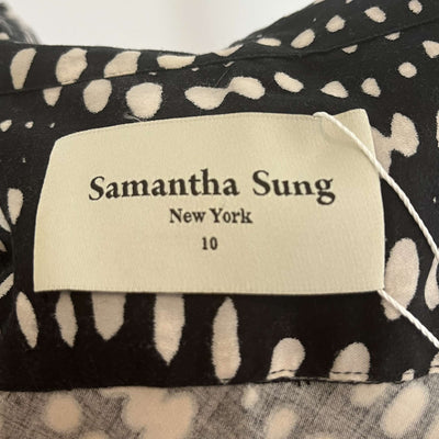 Samantha Sung Black & White Spotted Midi Dress S