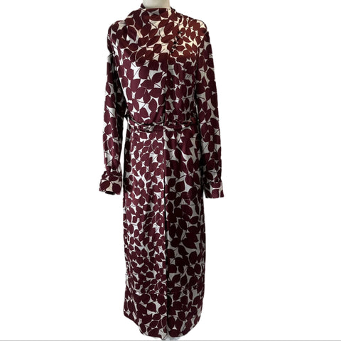 Gabriela Hearst £1700 Berry & Ivory Print Silk Twill Maxi Dress M