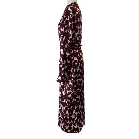 Gabriela Hearst £1700 Berry & Ivory Print Silk Twill Maxi Dress M