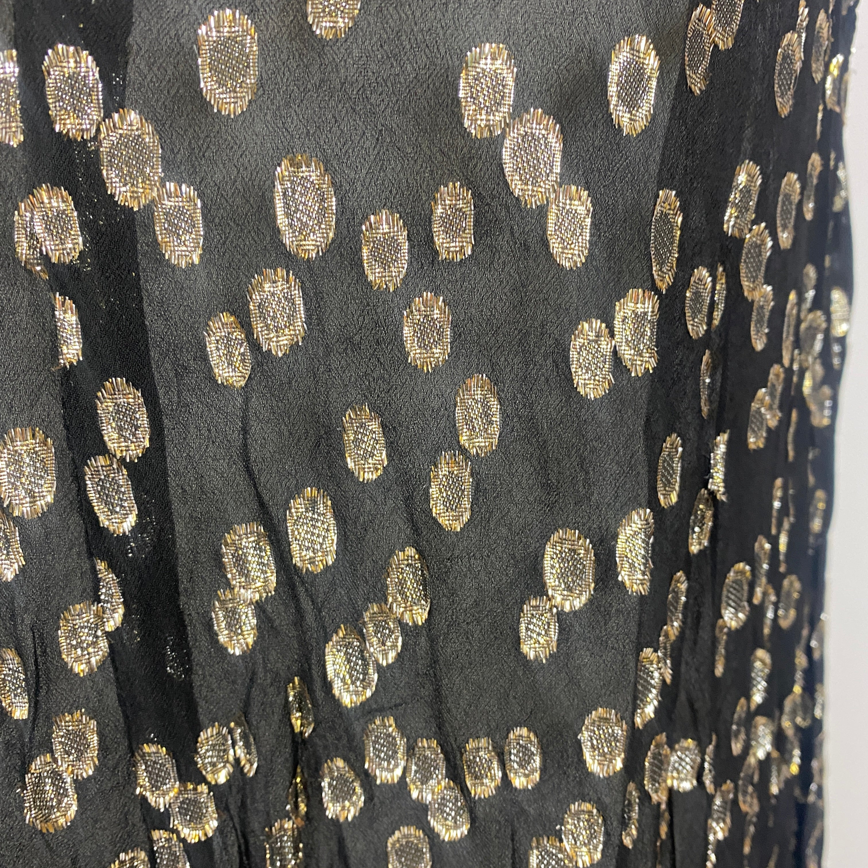 Natalie Martin Black & Metallic Fil Coupe Maxi Dress M