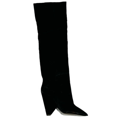 Saint Laurent Brand New £1200 Black Velvet Over The Knee Niki Boots 38