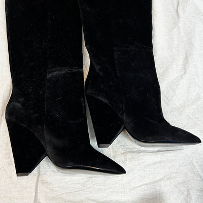 Saint Laurent Brand New £1200 Black Velvet Over The Knee Niki Boots 38