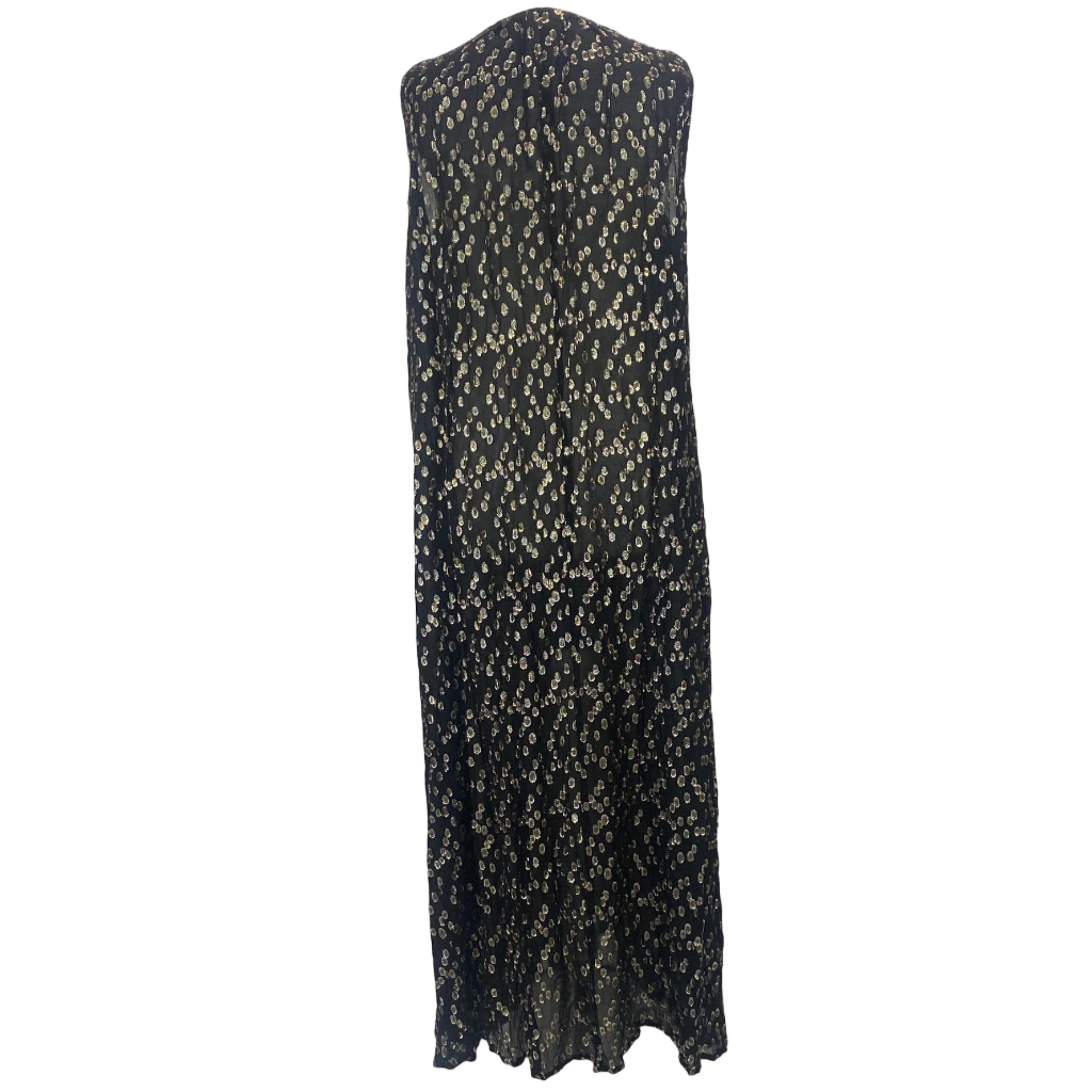 Natalie Martin Black & Metallic Fil Coupe Maxi Dress M