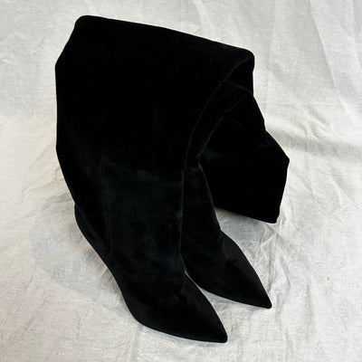 Saint Laurent Brand New £1200 Black Velvet Over The Knee Niki Boots 38