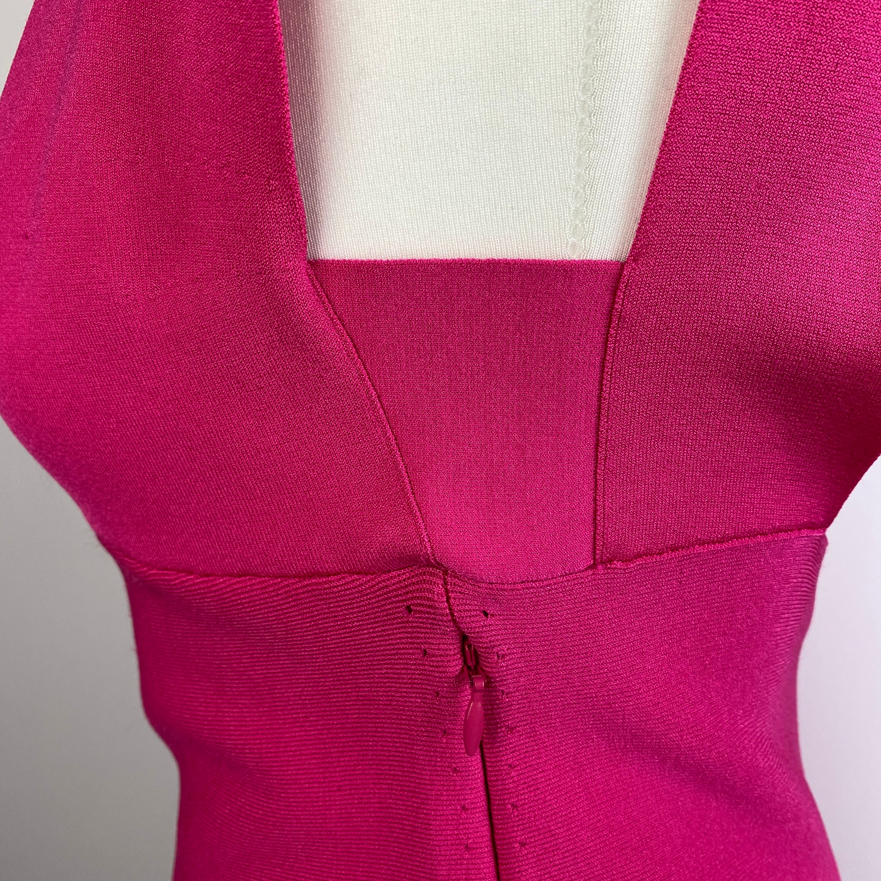 Roland Mouret New £595 Fuchsia Knit Bust Detail Fluted Mermaid Dress M