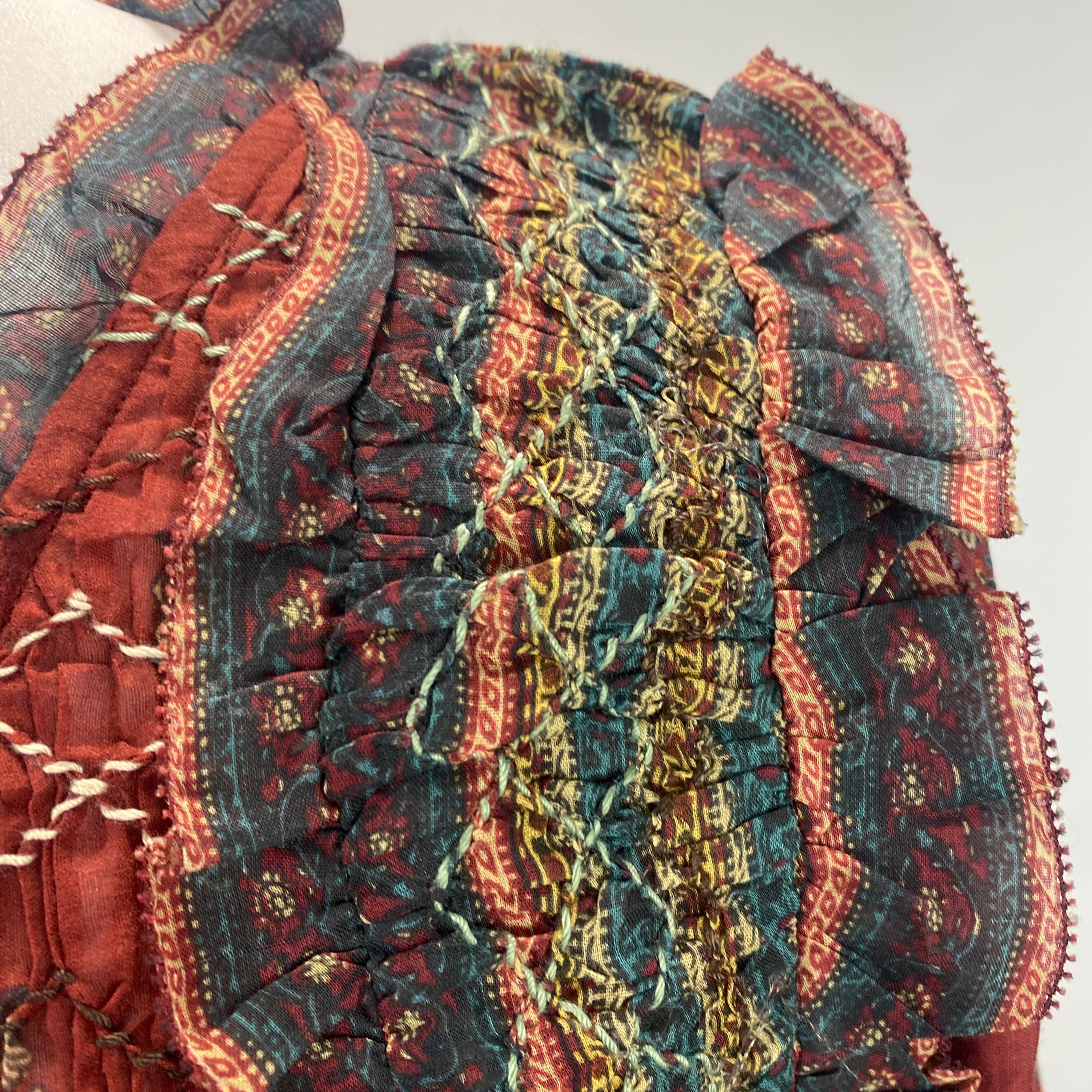 Sea New York Cranberry Cotton Shirred Bodice Dress M