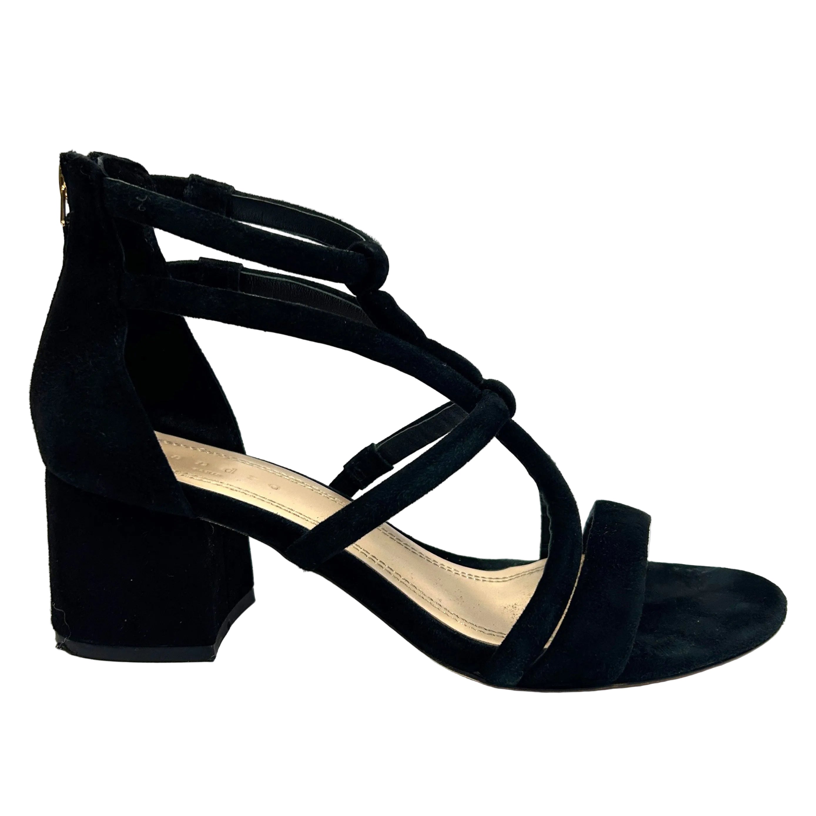 Sandro £260 Black Suede Strappy Low Heel Sandals 38