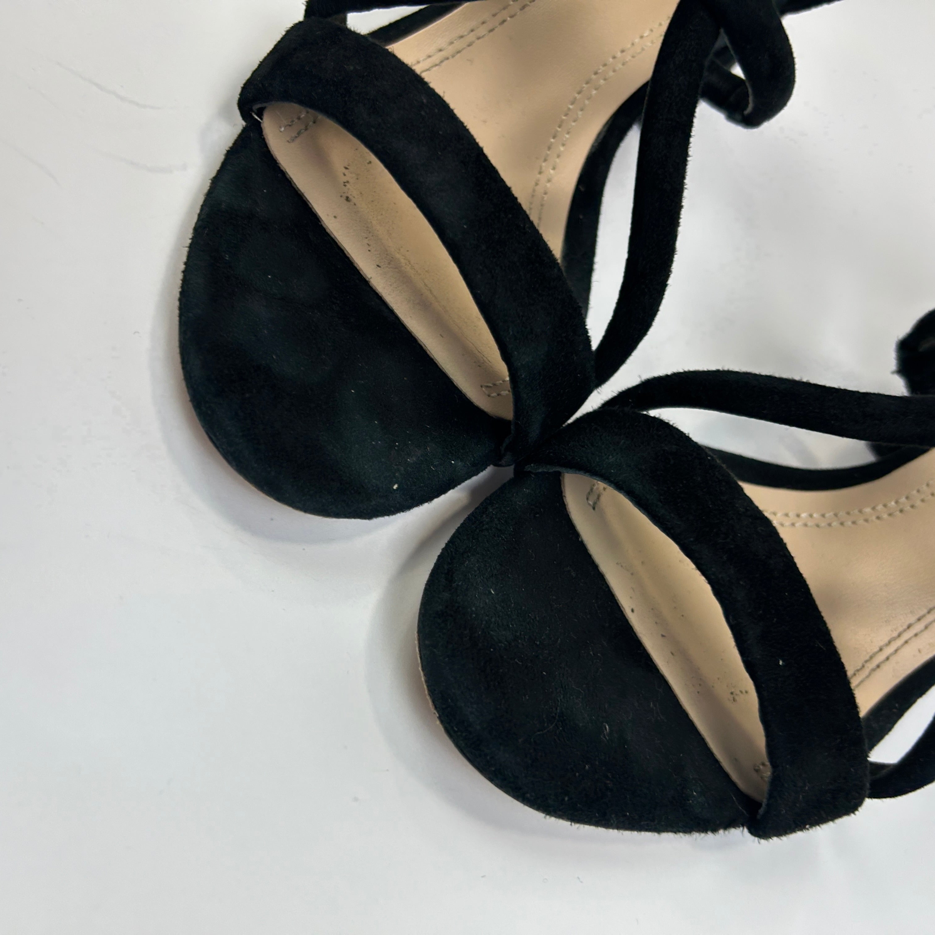 Sandro £260 Black Suede Strappy Low Heel Sandals 38