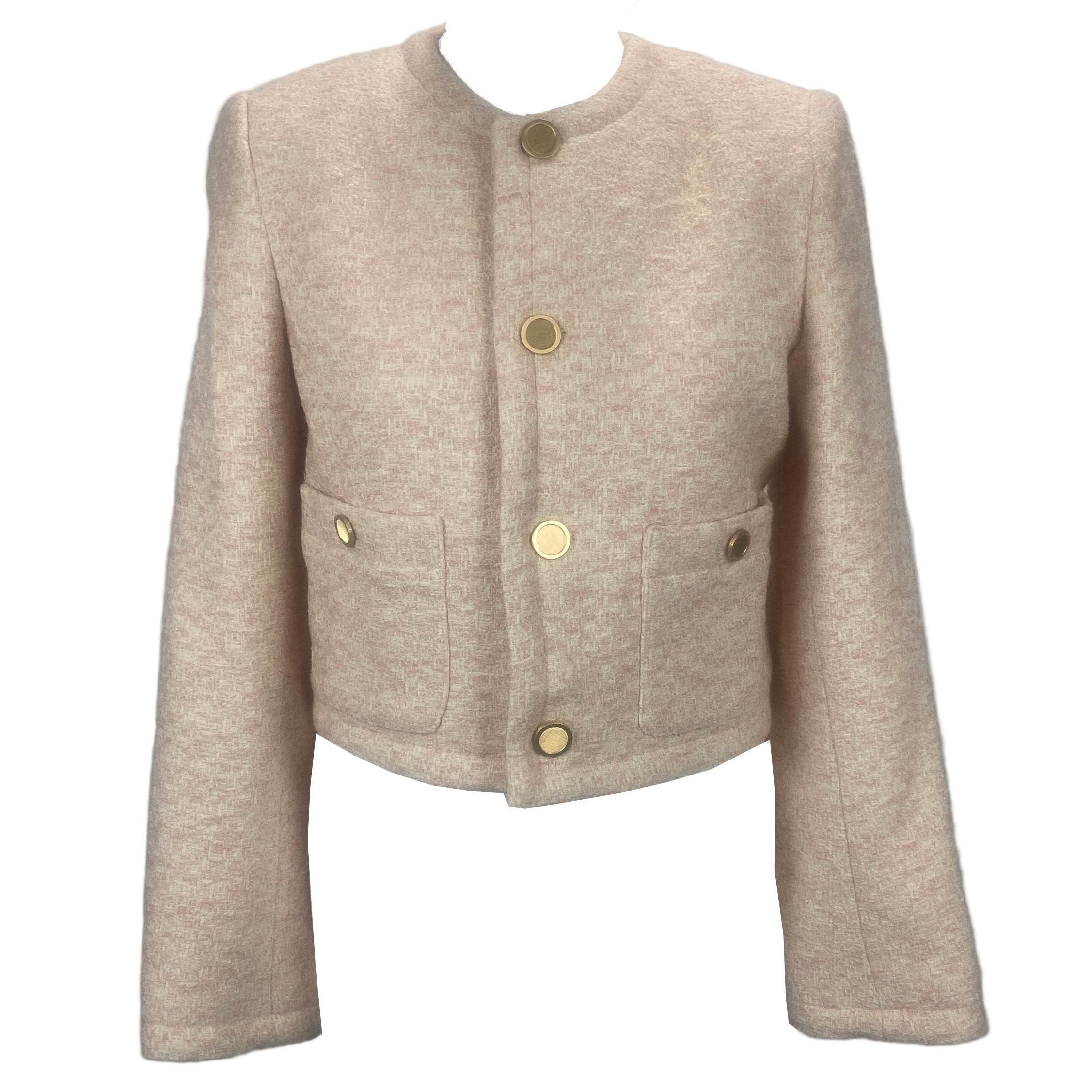 Frame New £566 Pink & Cream Weave Azalea Crop Jacket M