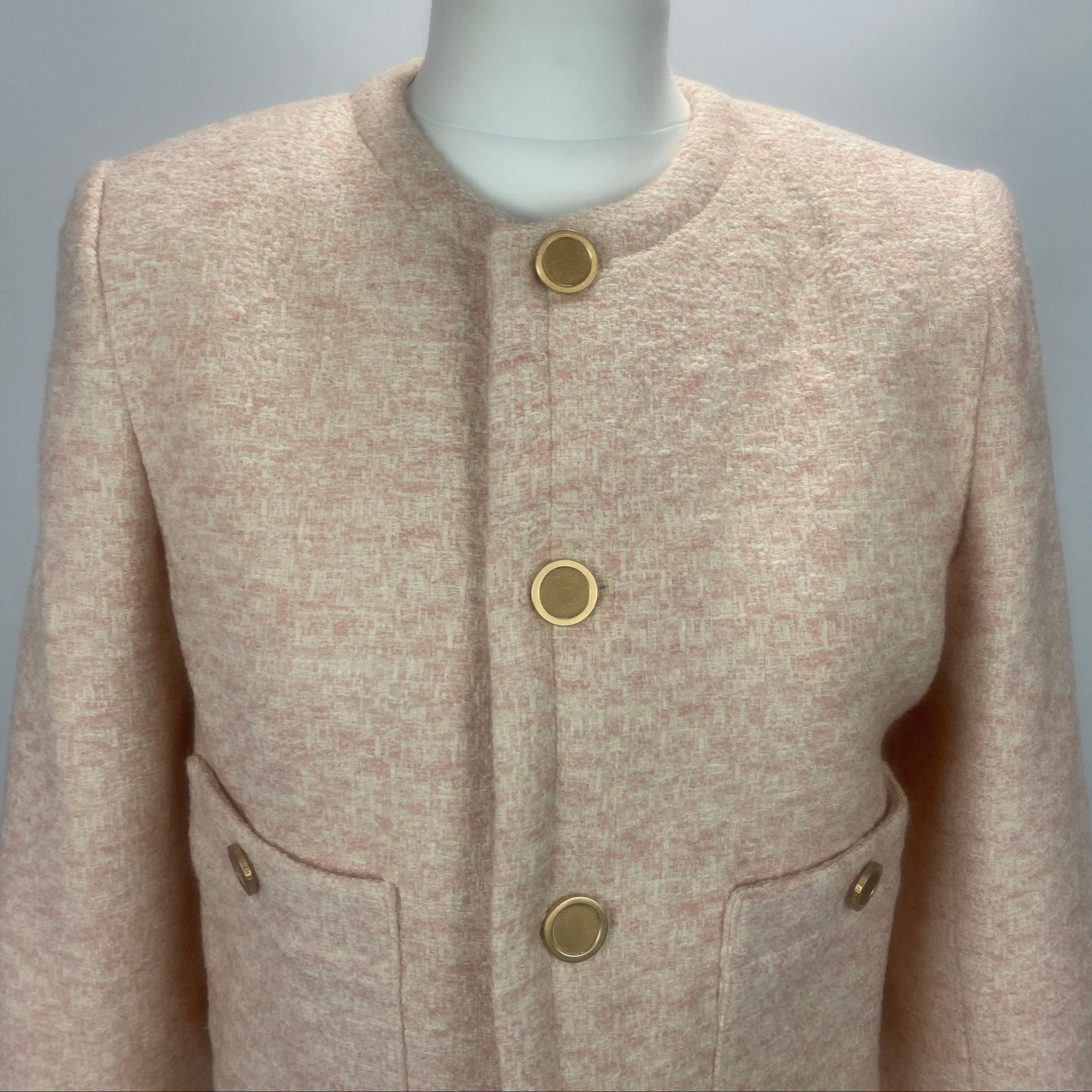 Frame New £566 Pink & Cream Weave Azalea Crop Jacket M