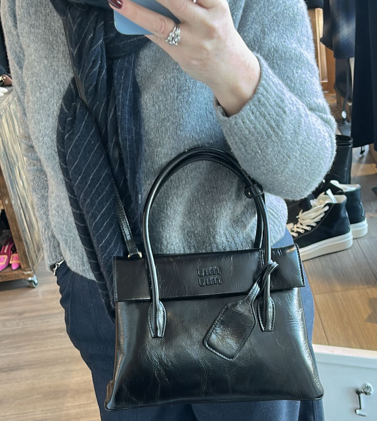 Miu Miu New £2750 Black Solitaire Leather Tote Bag