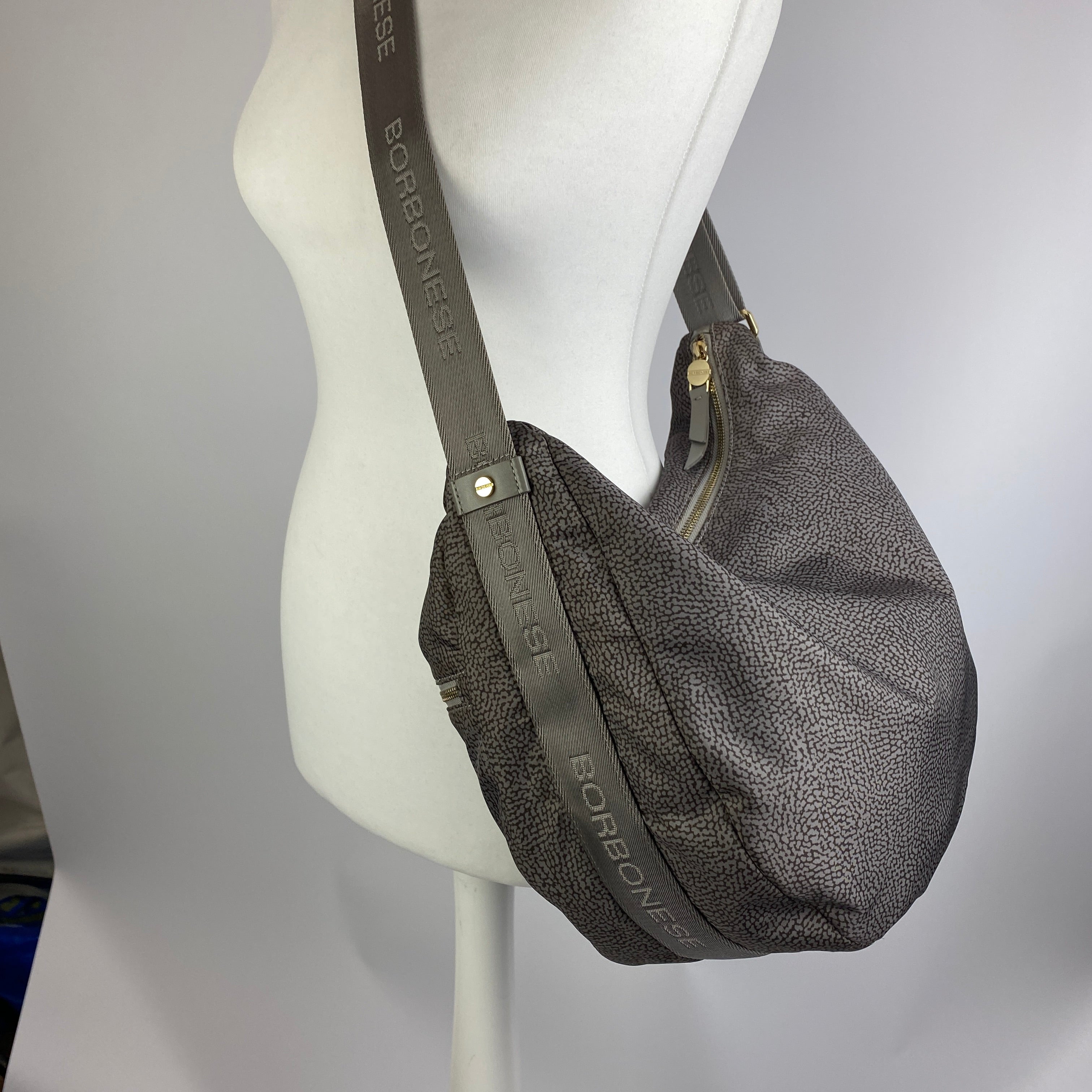 Borbonese New £235 Mushroom Print Nylon Luna Messenger Bag