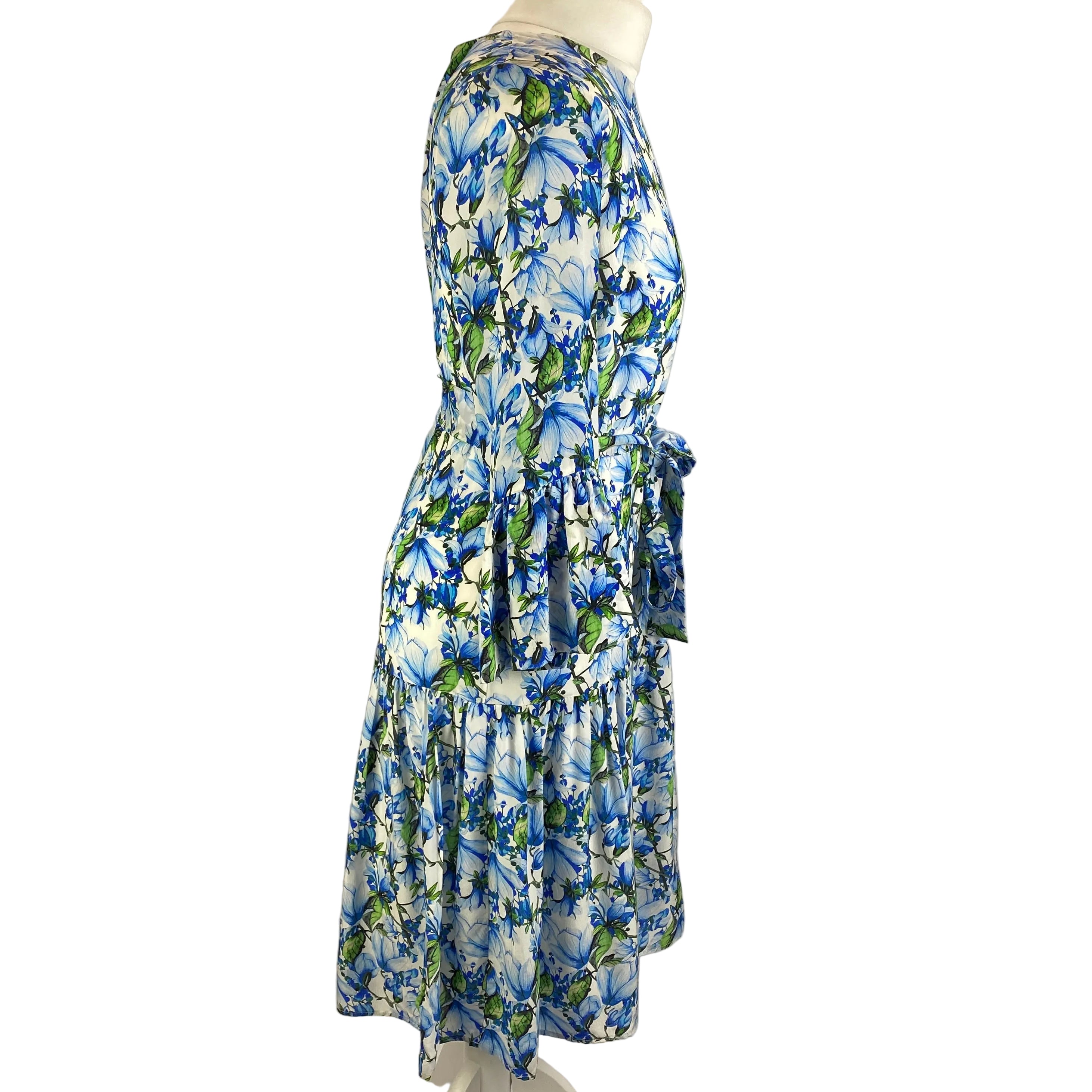 Catherine Prevost New £595 Magnolia Blue Crepe De Chine Dress S