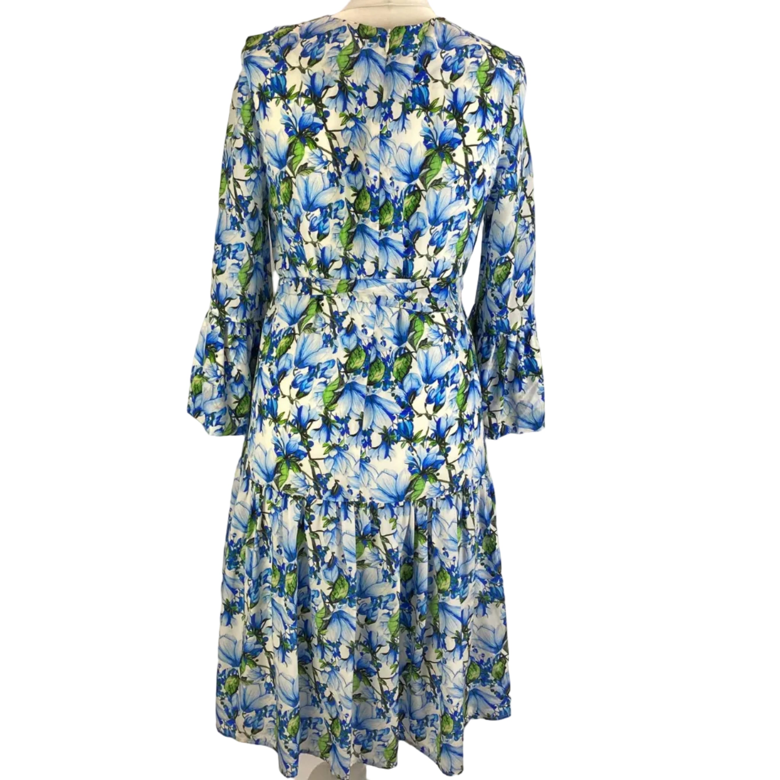 Catherine Prevost New £595 Magnolia Blue Crepe De Chine Dress S