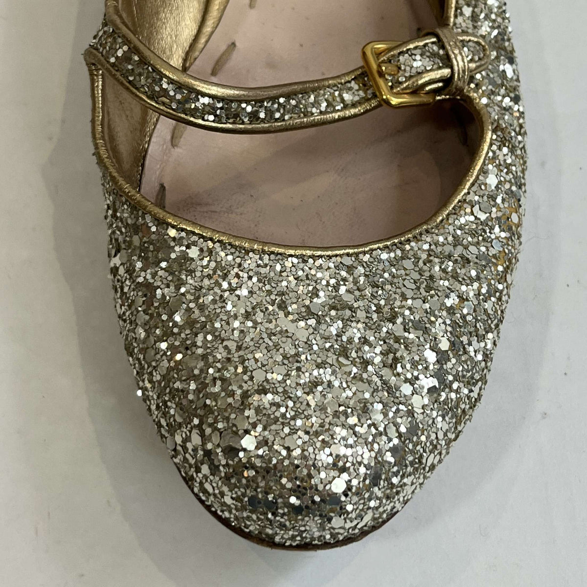 Miu Miu £400 Gold Glitter Maryjane Pumps 38