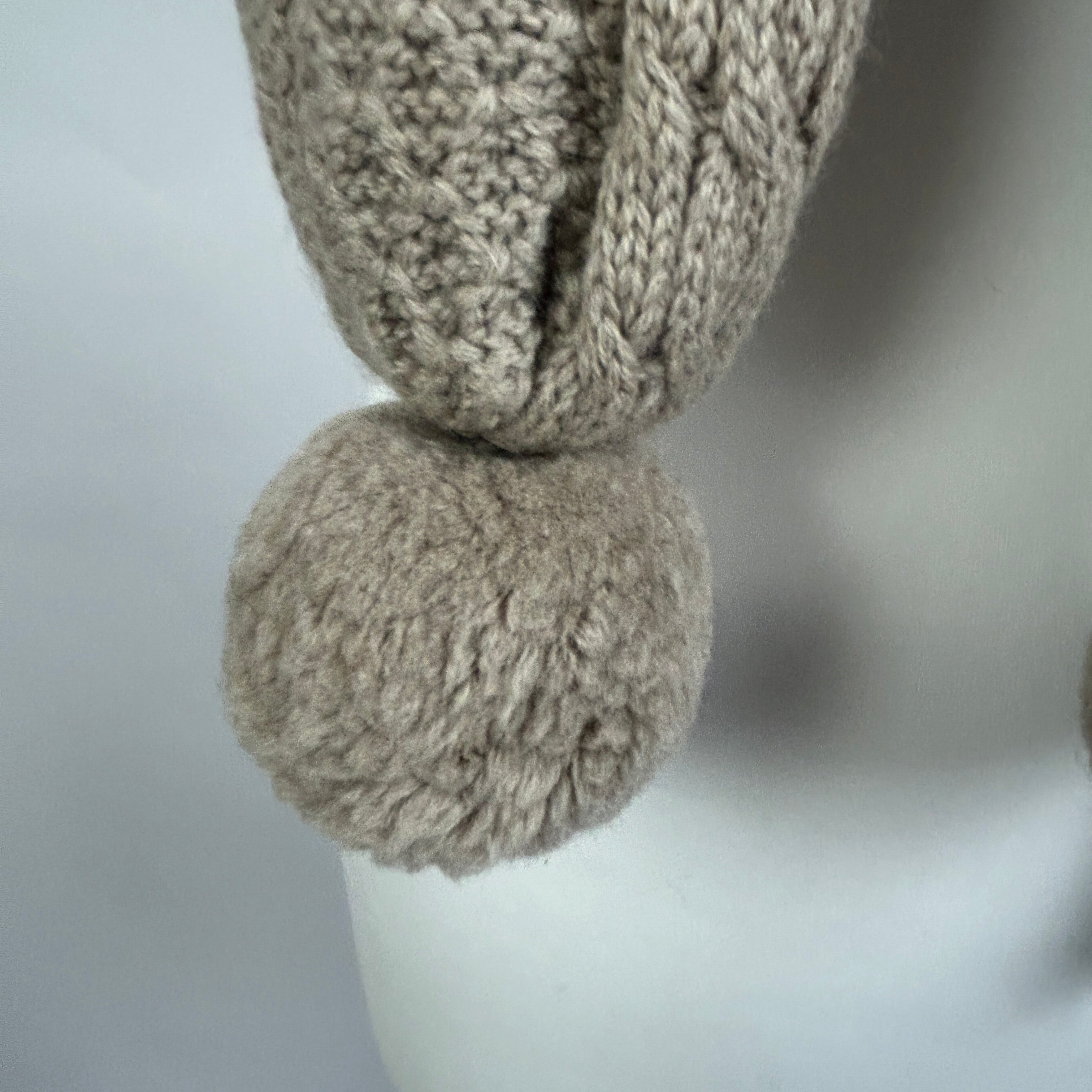 Chinti & Parker Oatmeal Cable Knit Pompom Scarf