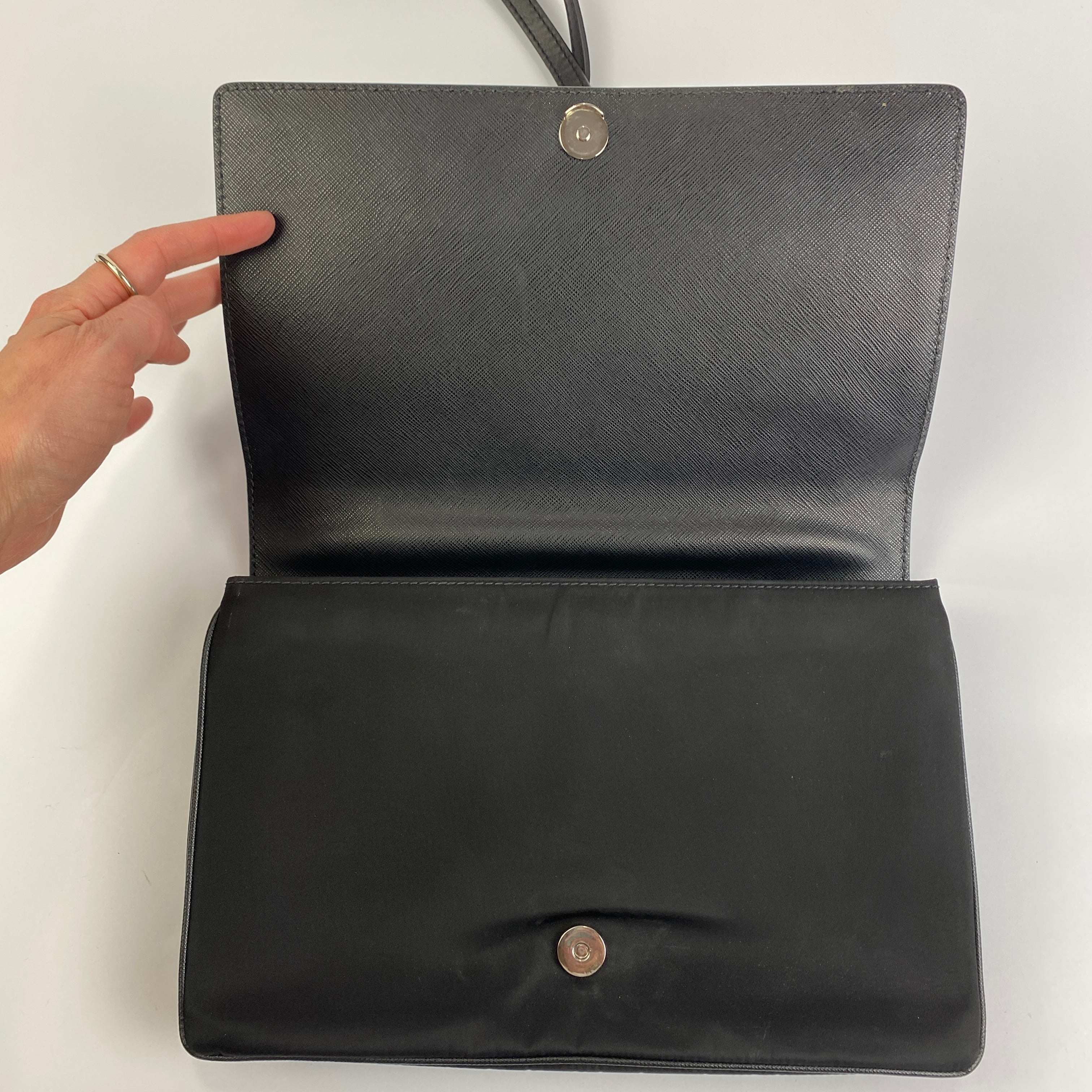 Prada Black Nylon & Saffiano Envelope Bag