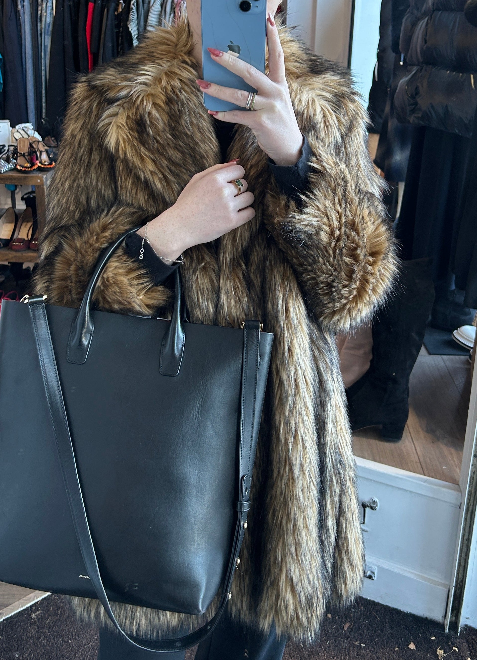 Red Valentino New £895 Black-Tipped Caramel Faux Fur Coat XXS