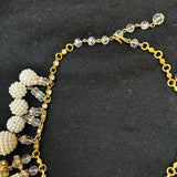 Vintage Seed Pearl & Clear Crystal Choker Necklace