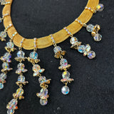 Alice Caviness Vintage 1950s Crystal & Gold Mesh Chain Necklace