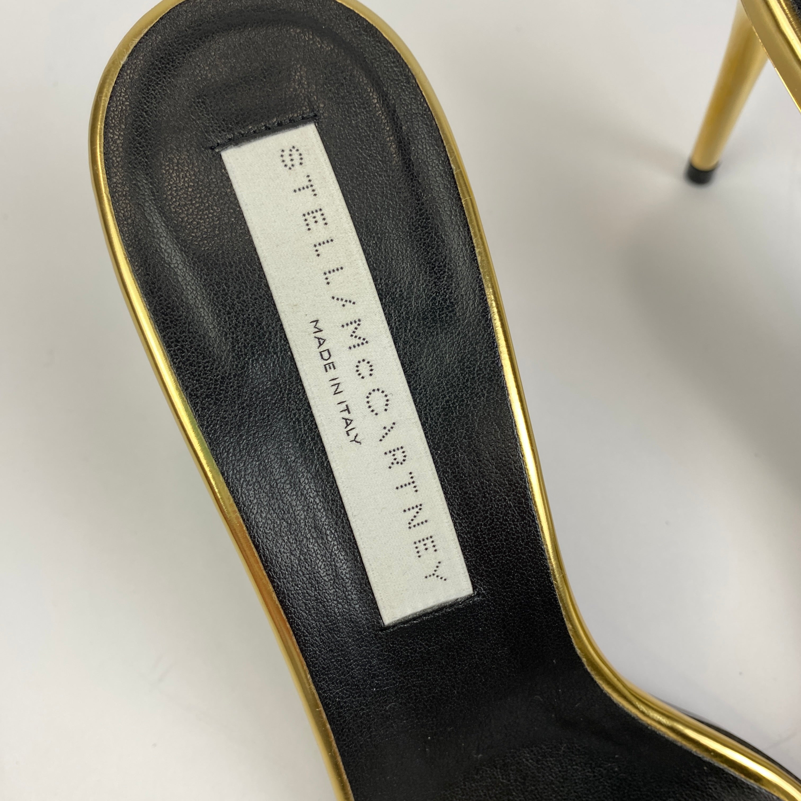 Stella McCartney New Gold Vegan Leather Mules 38.5