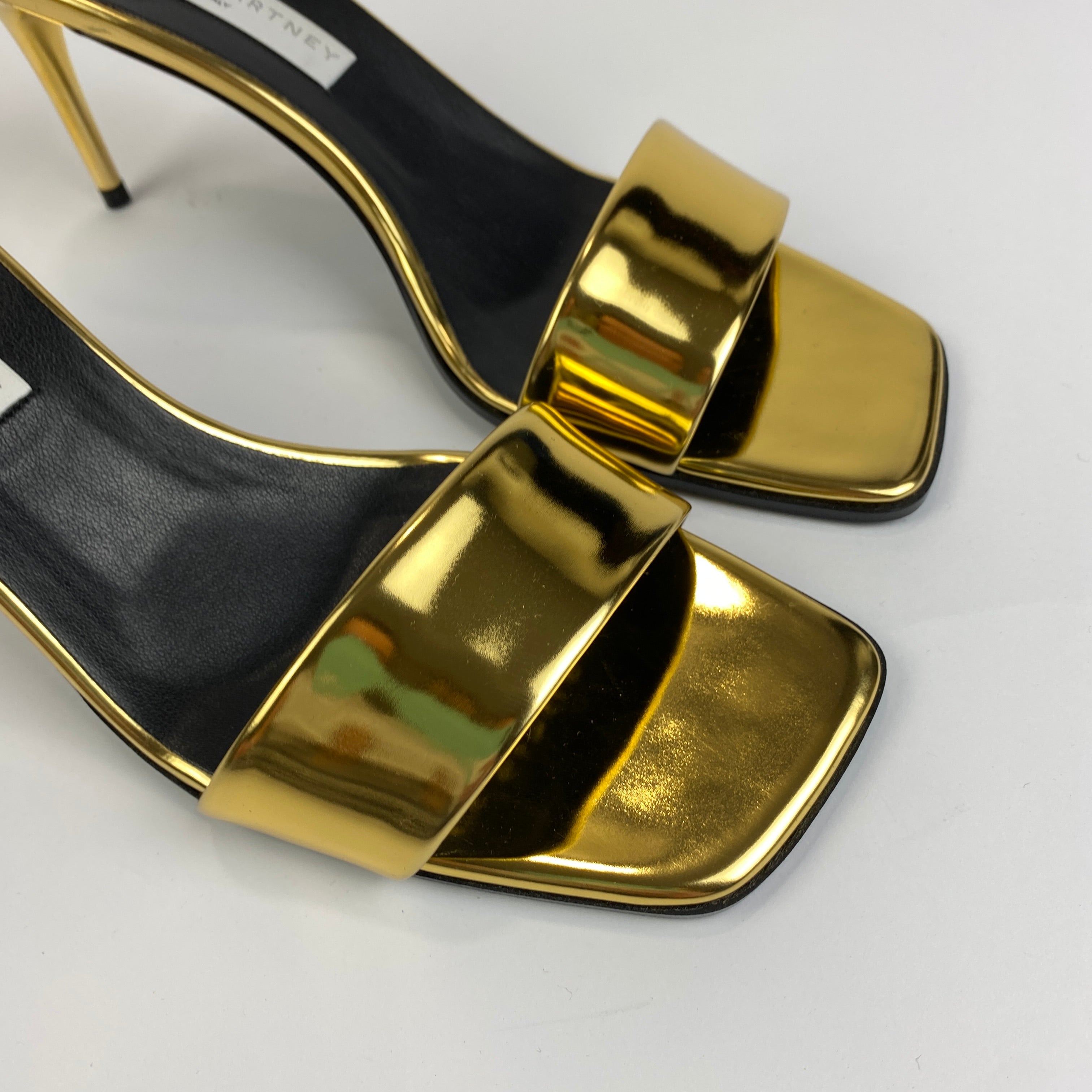 Stella McCartney New Gold Vegan Leather Mules 38.5