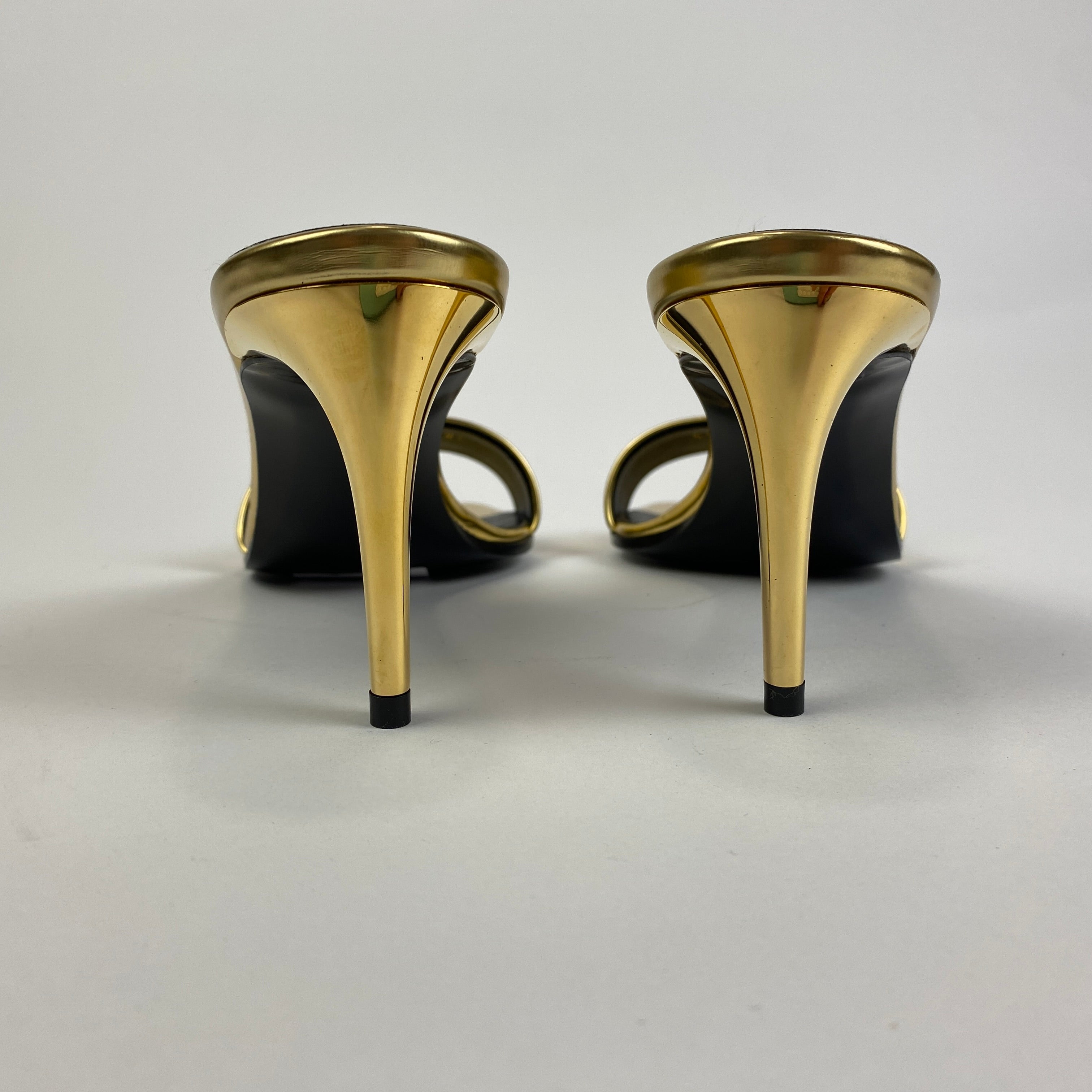 Stella McCartney New Gold Vegan Leather Mules 38.5
