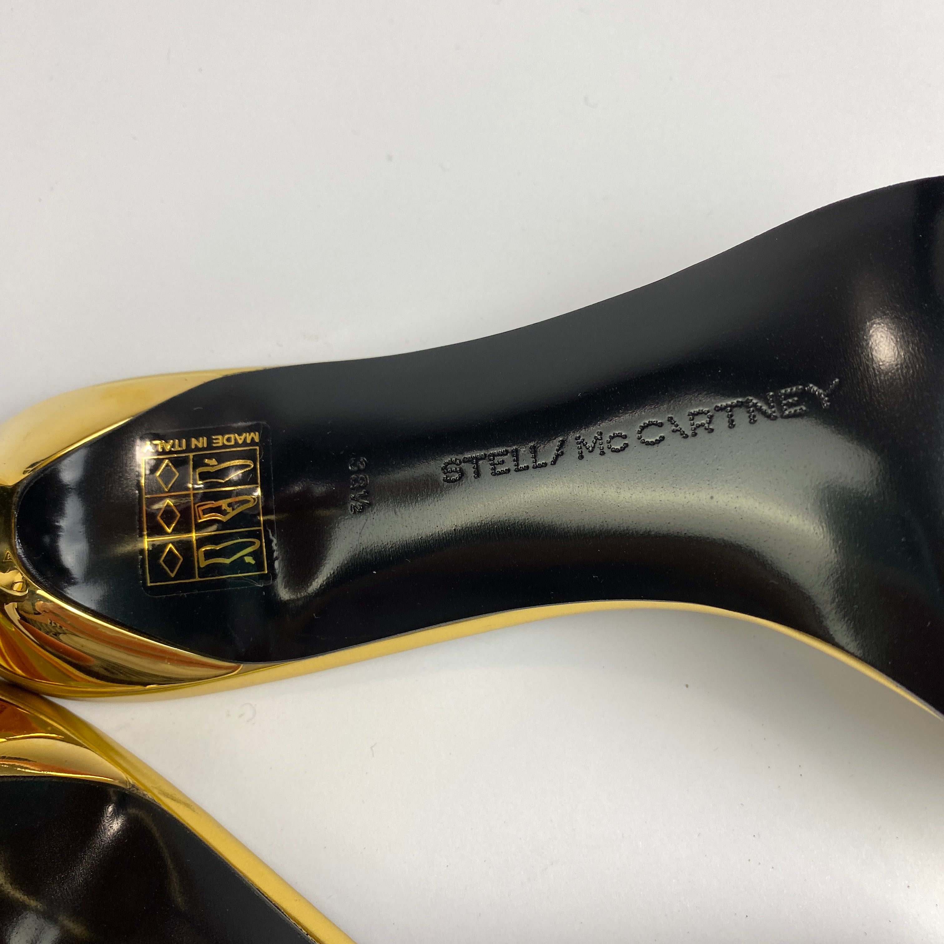 Stella McCartney New Gold Vegan Leather Mules 38.5
