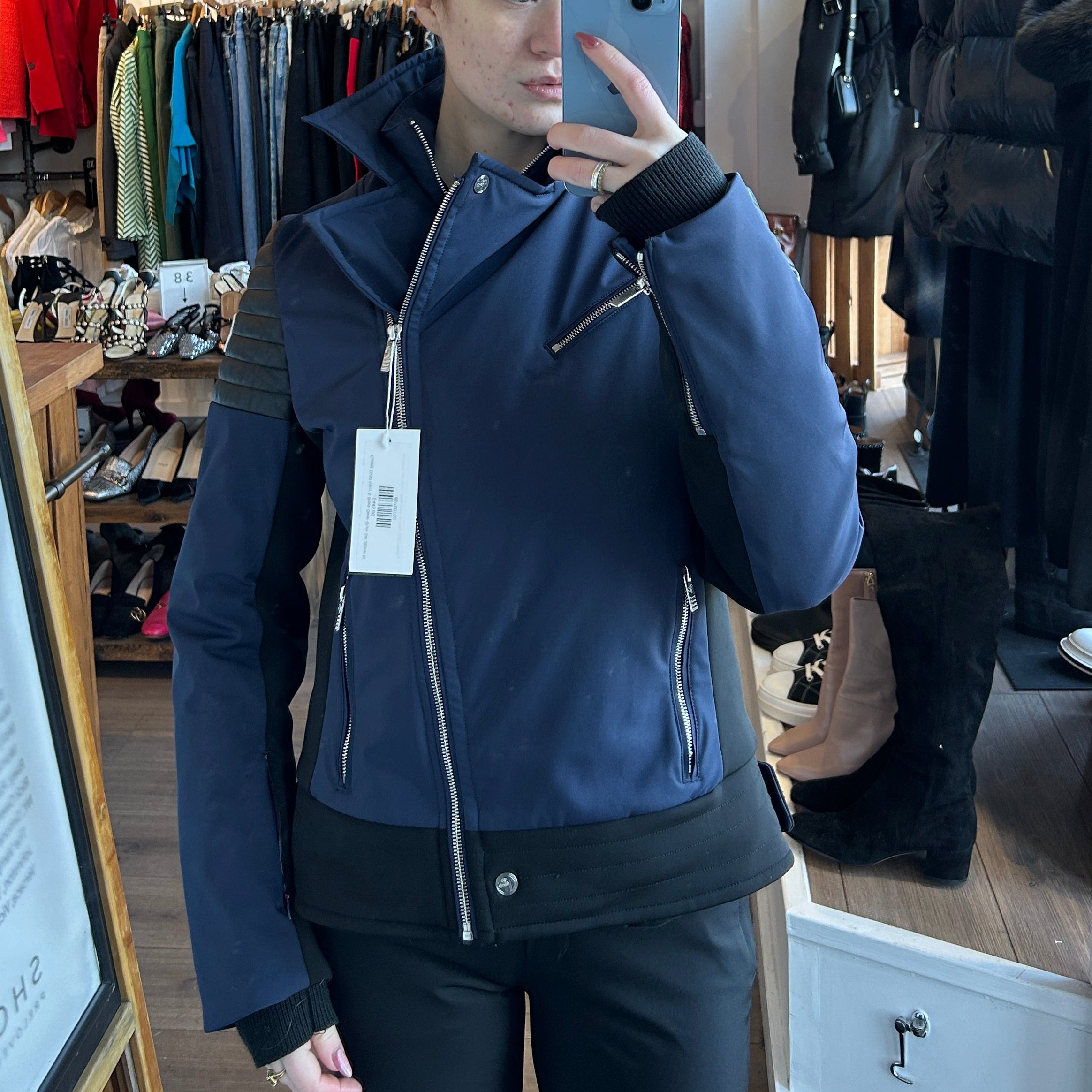 Fusalp £950 Navy & Black Biker-Style Ski Jacket M