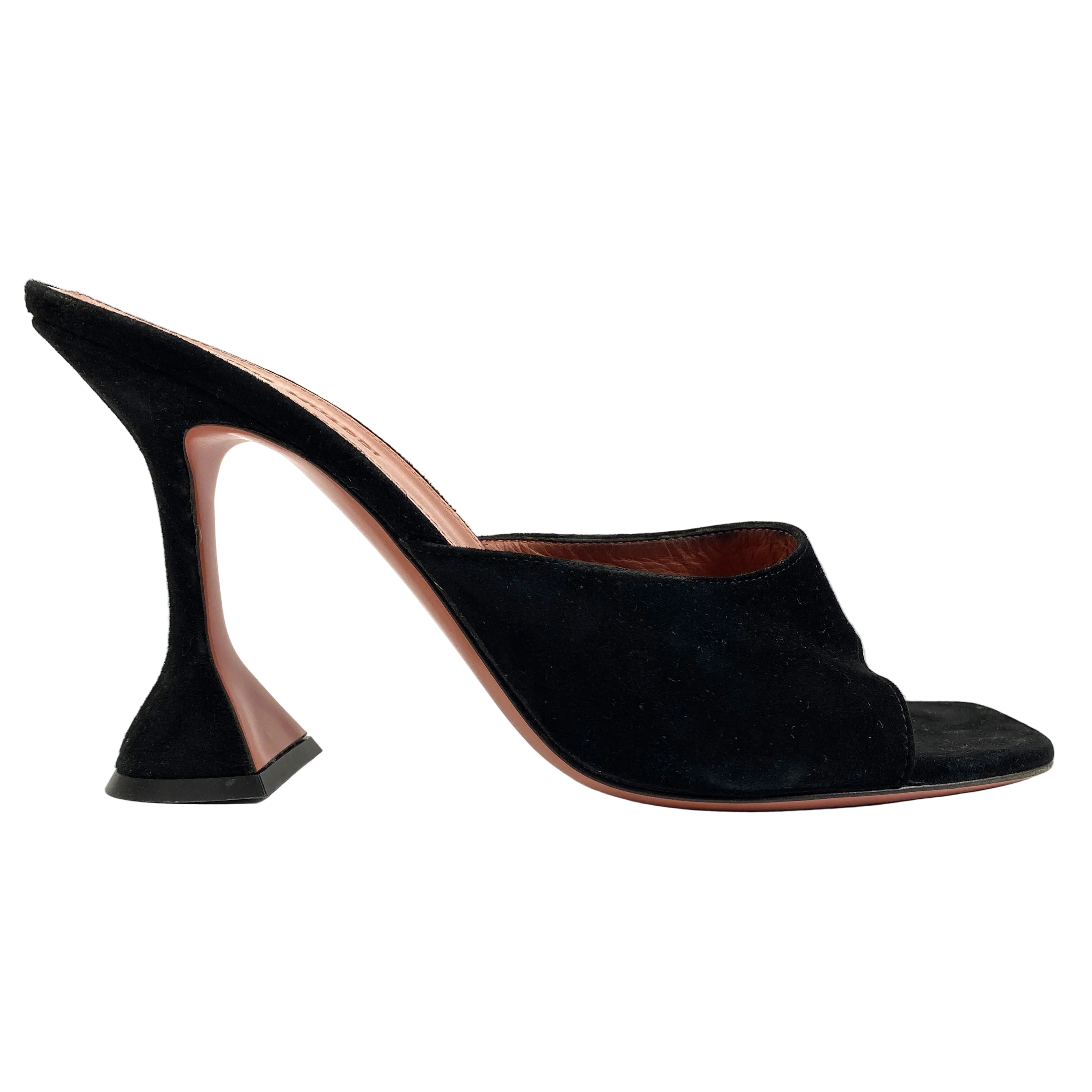 Amina Muaddi £565 Black Suede Lupita Mules 39