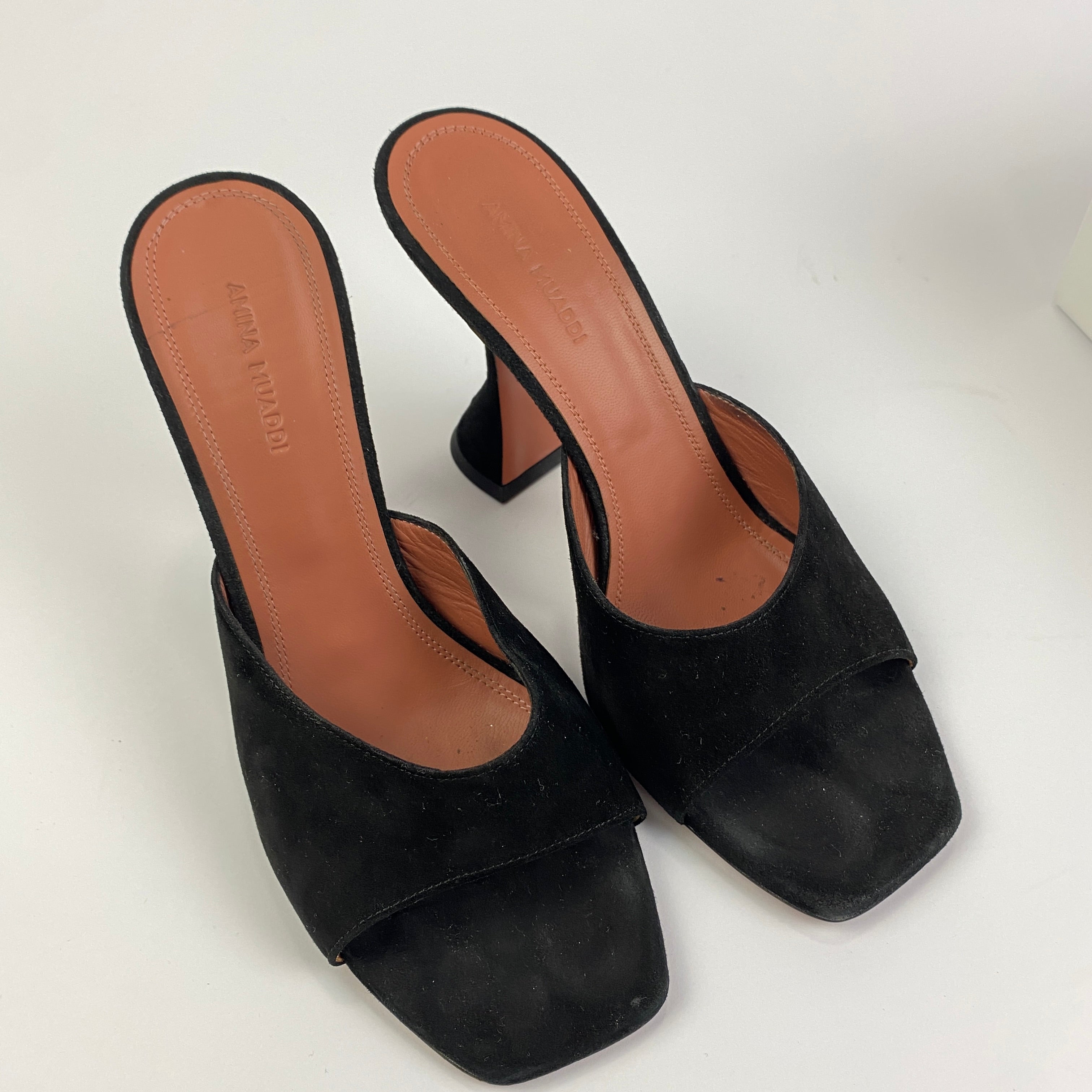 Amina Muaddi £565 Black Suede Lupita Mules 39