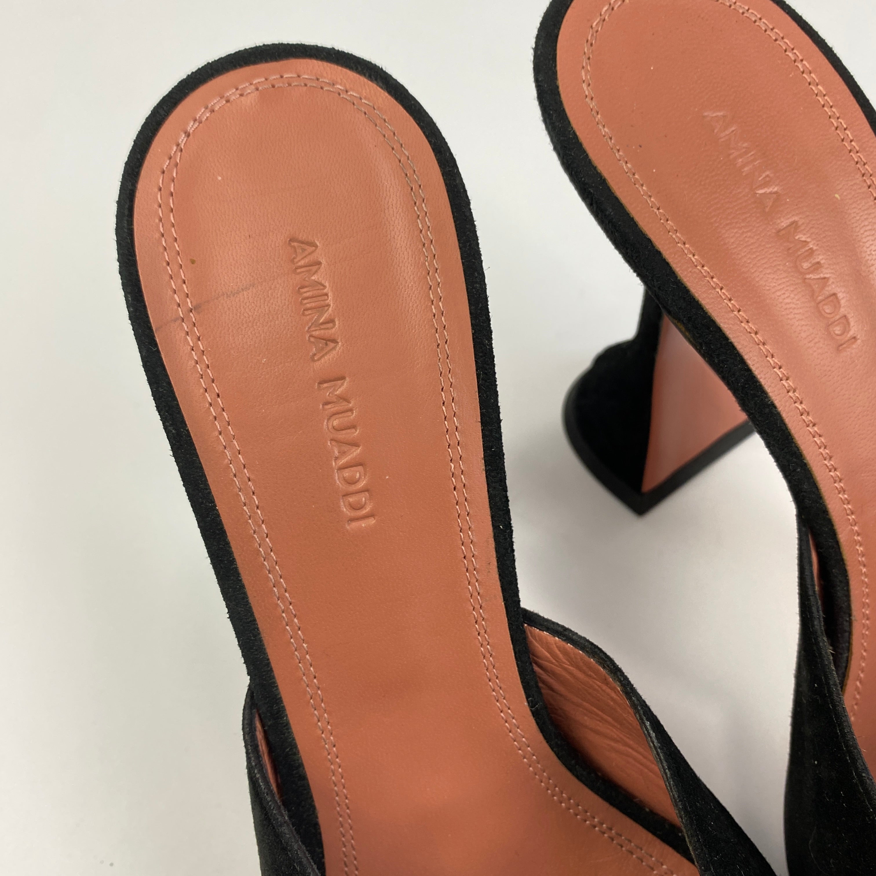 Amina Muaddi £565 Black Suede Lupita Mules 39
