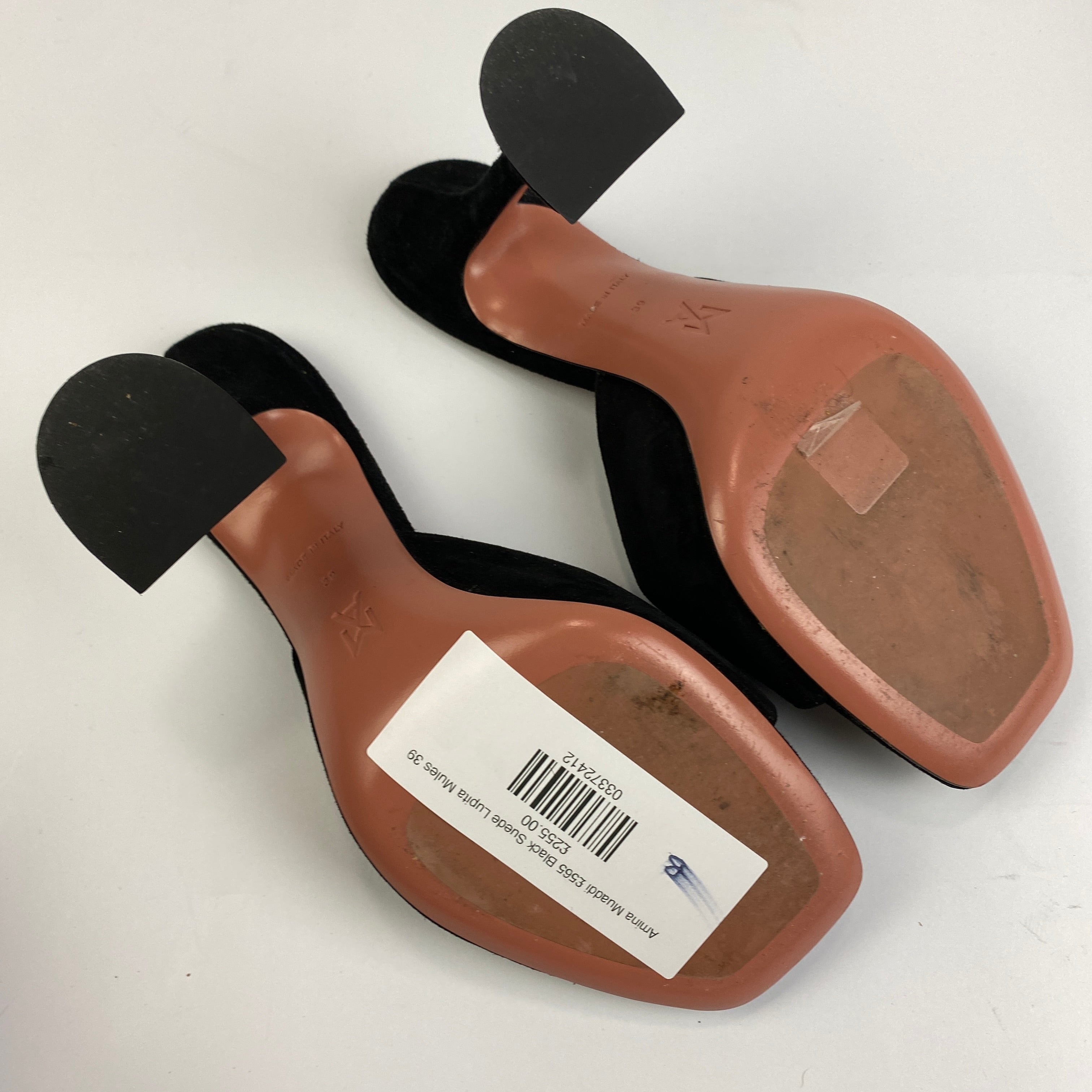 Amina Muaddi £565 Black Suede Lupita Mules 39