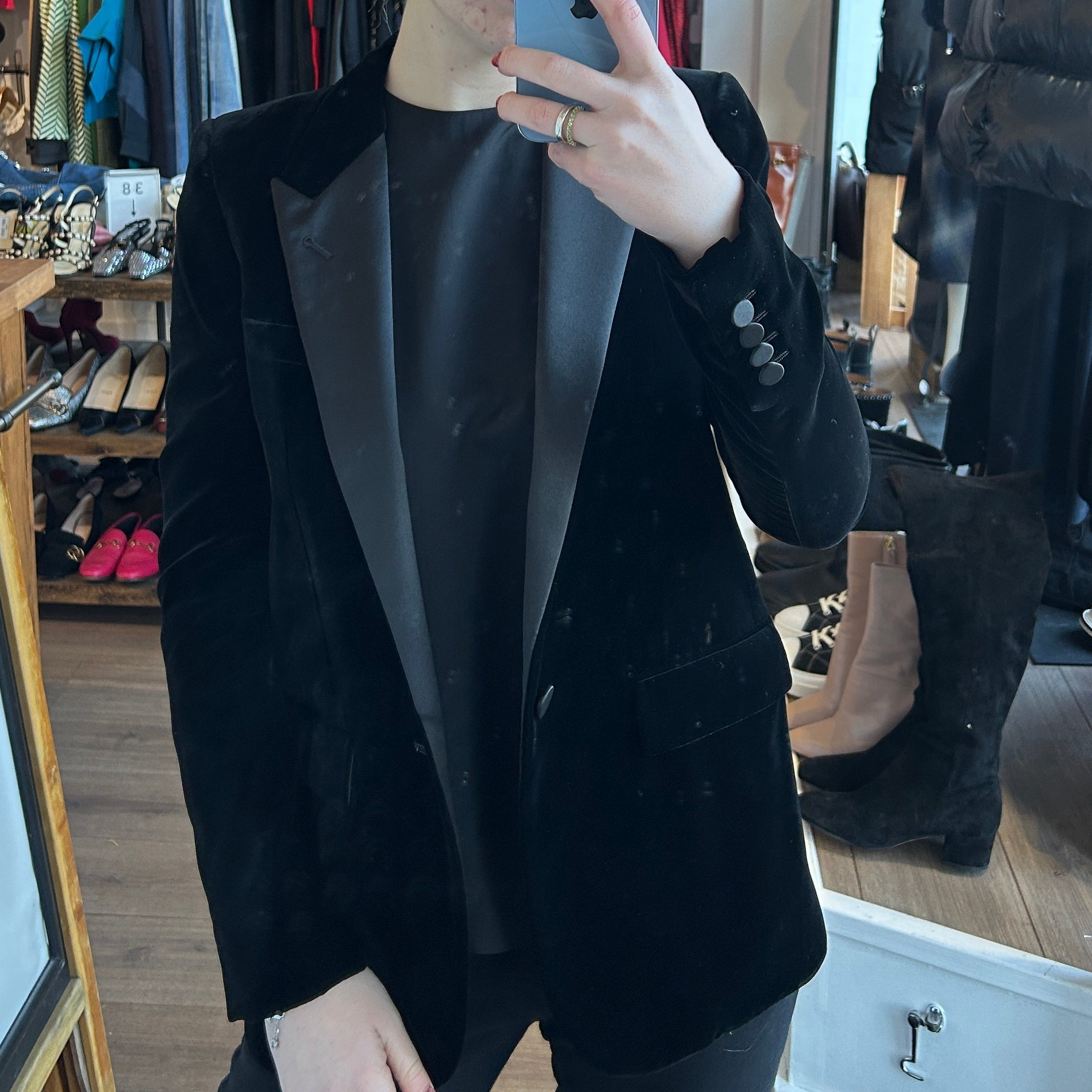 Saint Laurent New £2280 Black Velvet Tuxedo Jacket XS
