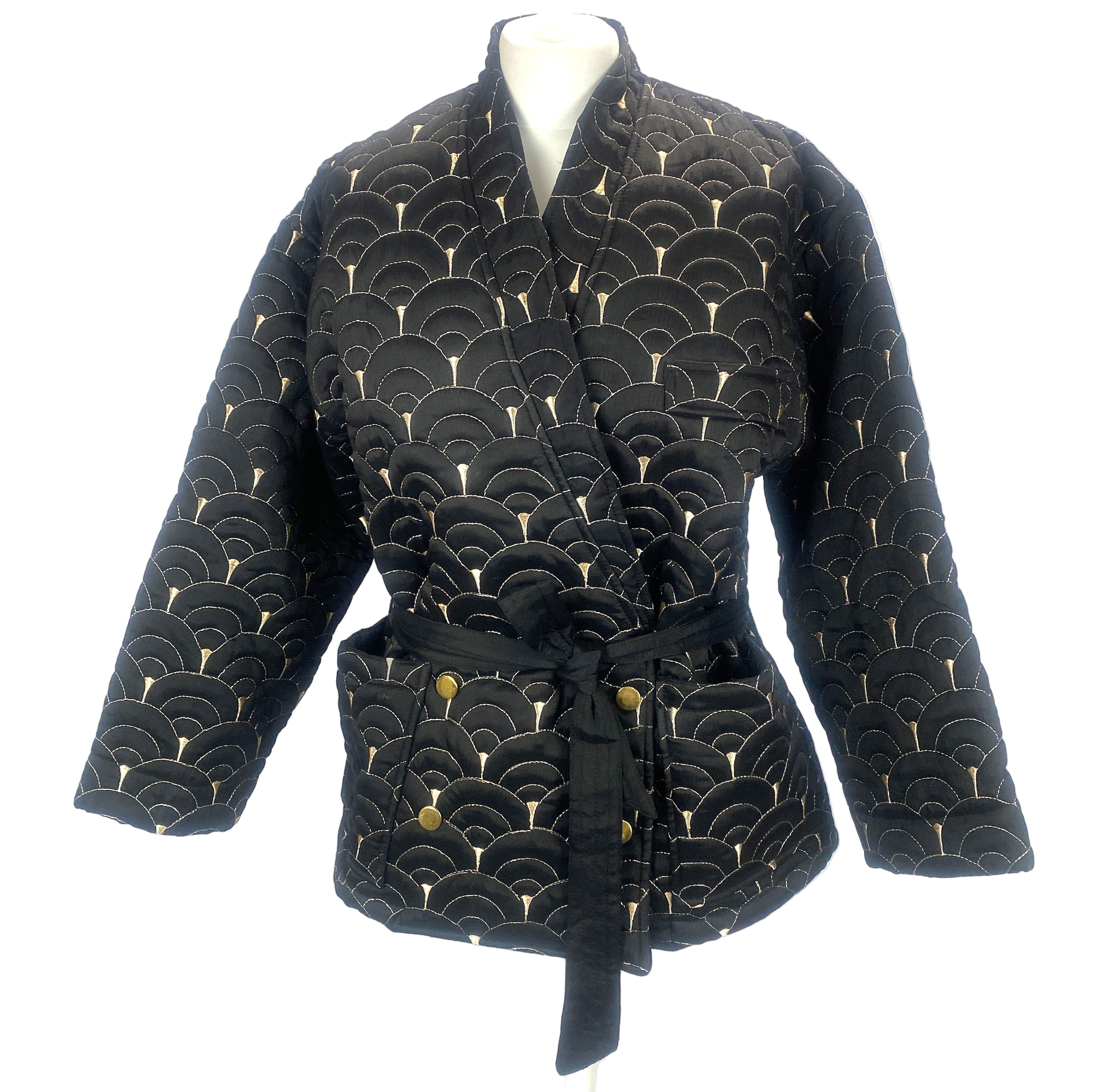 Antik Batik New £340 Black & Gold Quilted Casbah Jacket S/M