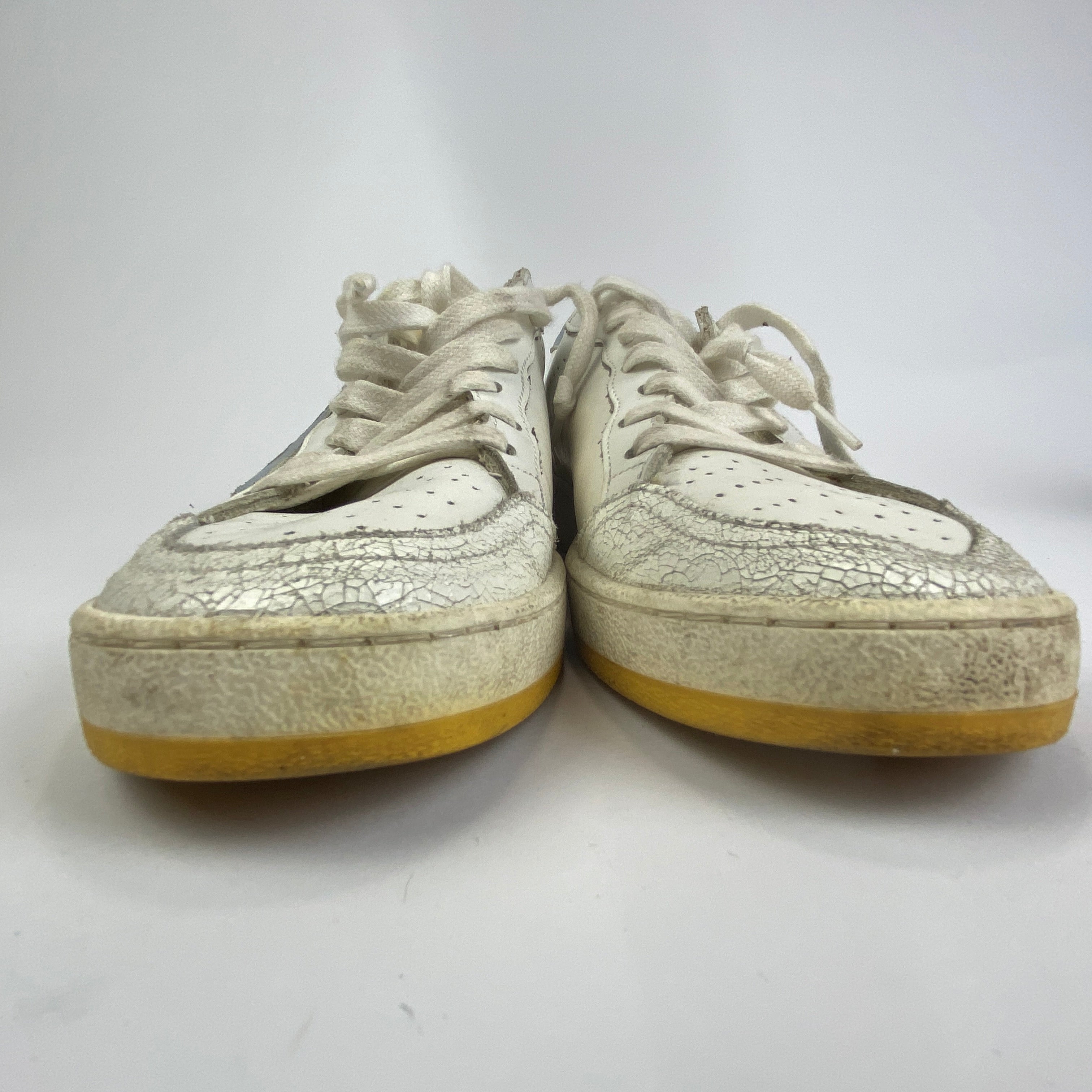 Golden Goose £470 White Cracked Leather Ball Star Trainers 38