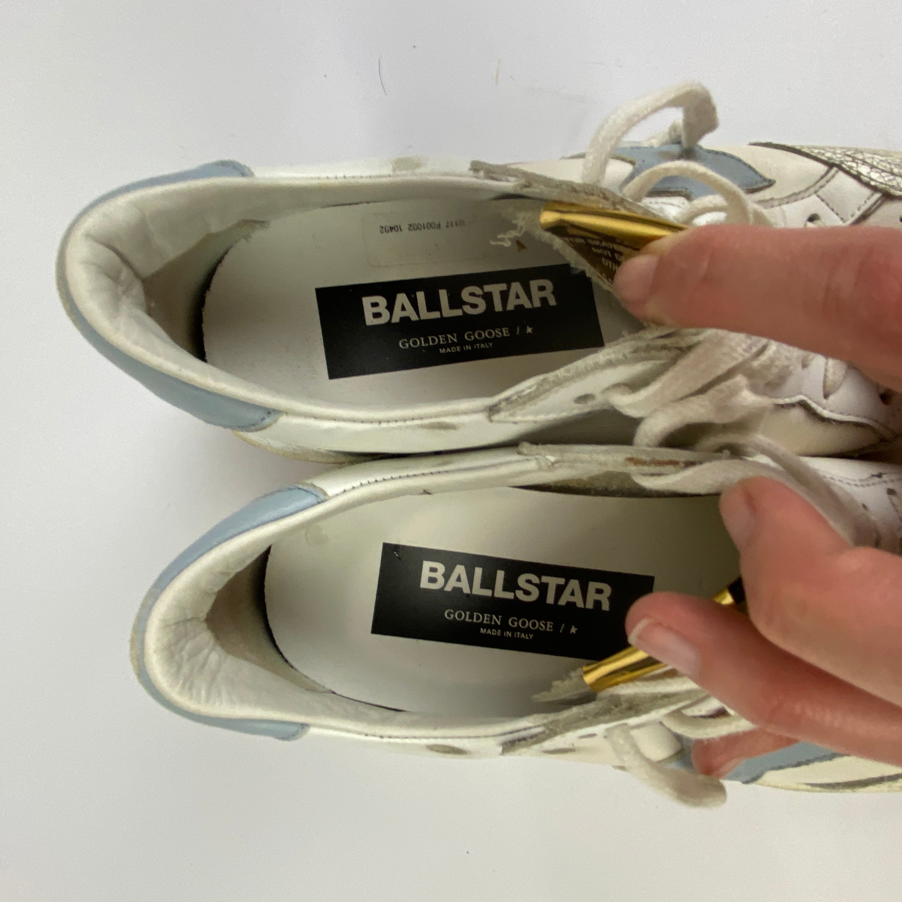 Golden Goose £470 White Cracked Leather Ball Star Trainers 38