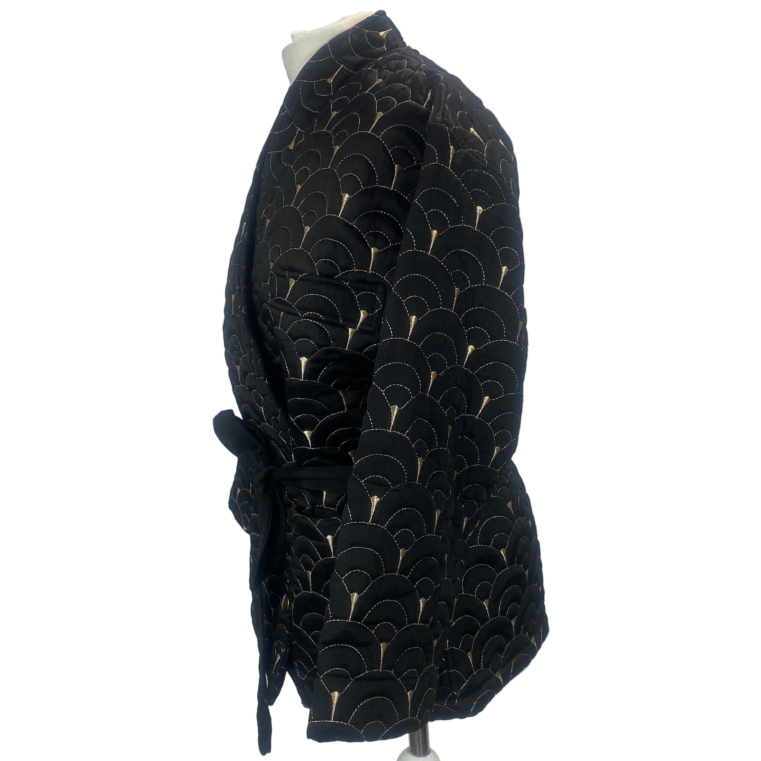 Antik Batik New £340 Black & Gold Quilted Casbah Jacket S/M