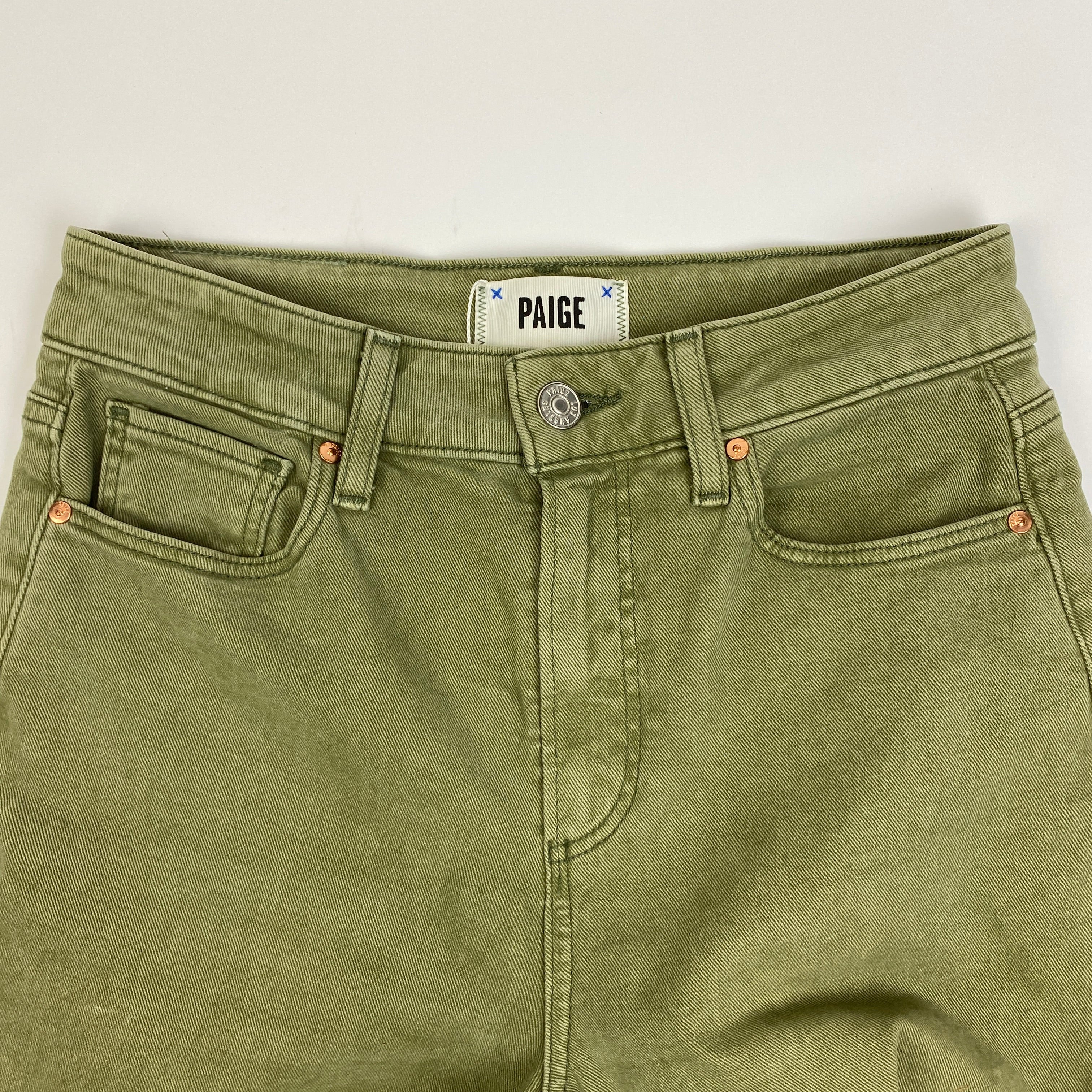 Paige £258 Pale Olive Anessa Crop Jeans 26