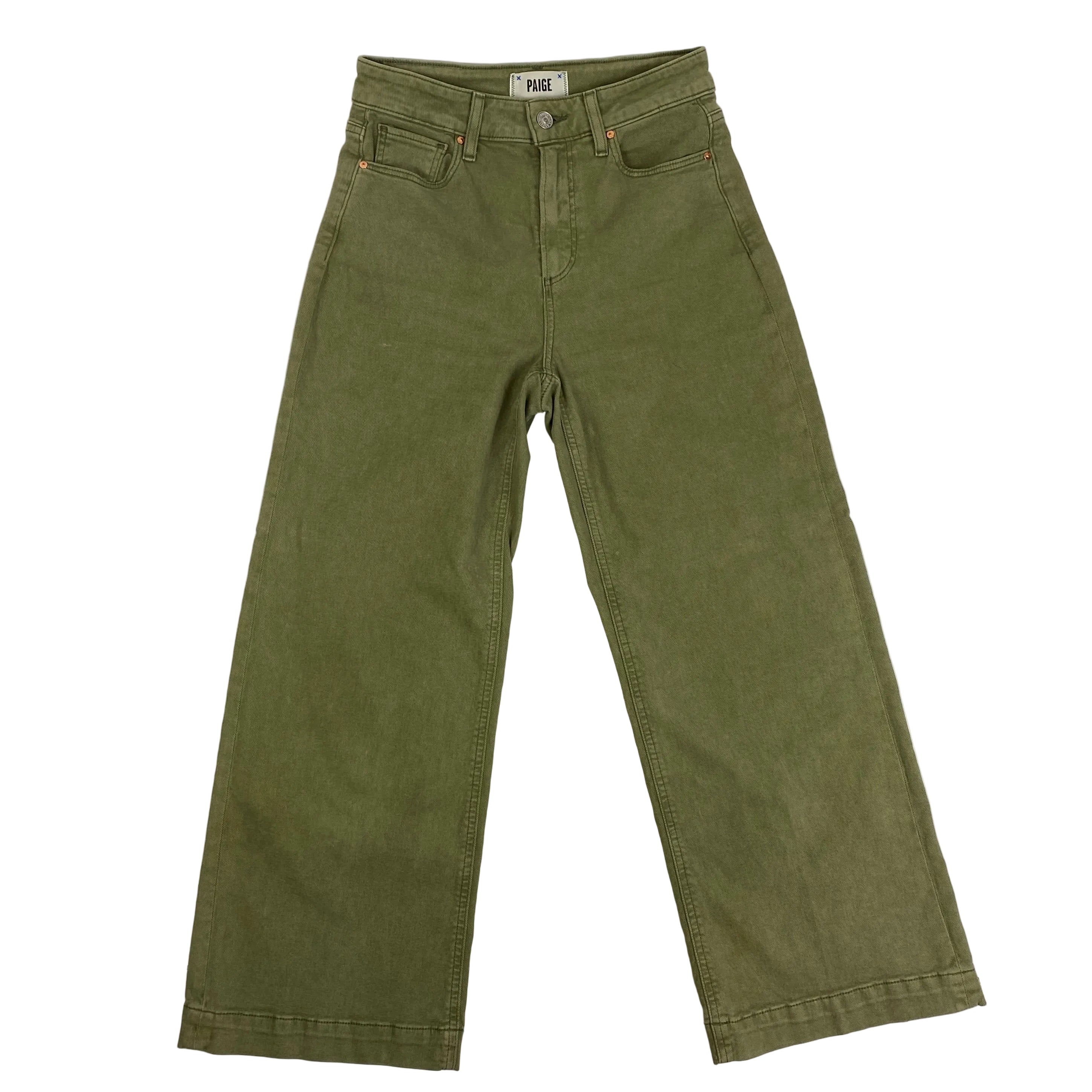 Paige £258 Pale Olive Anessa Crop Jeans 26