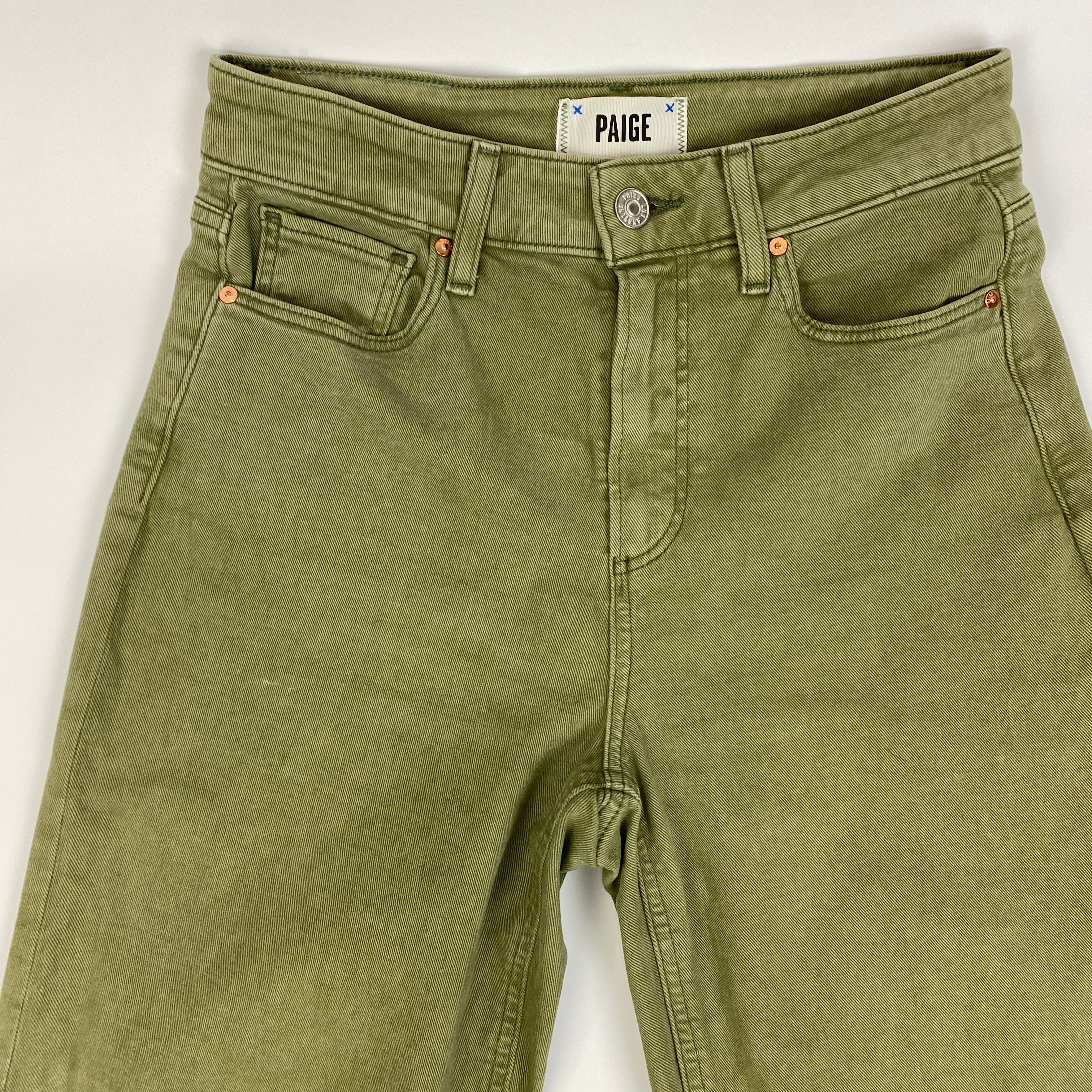 Paige £258 Pale Olive Anessa Crop Jeans 26