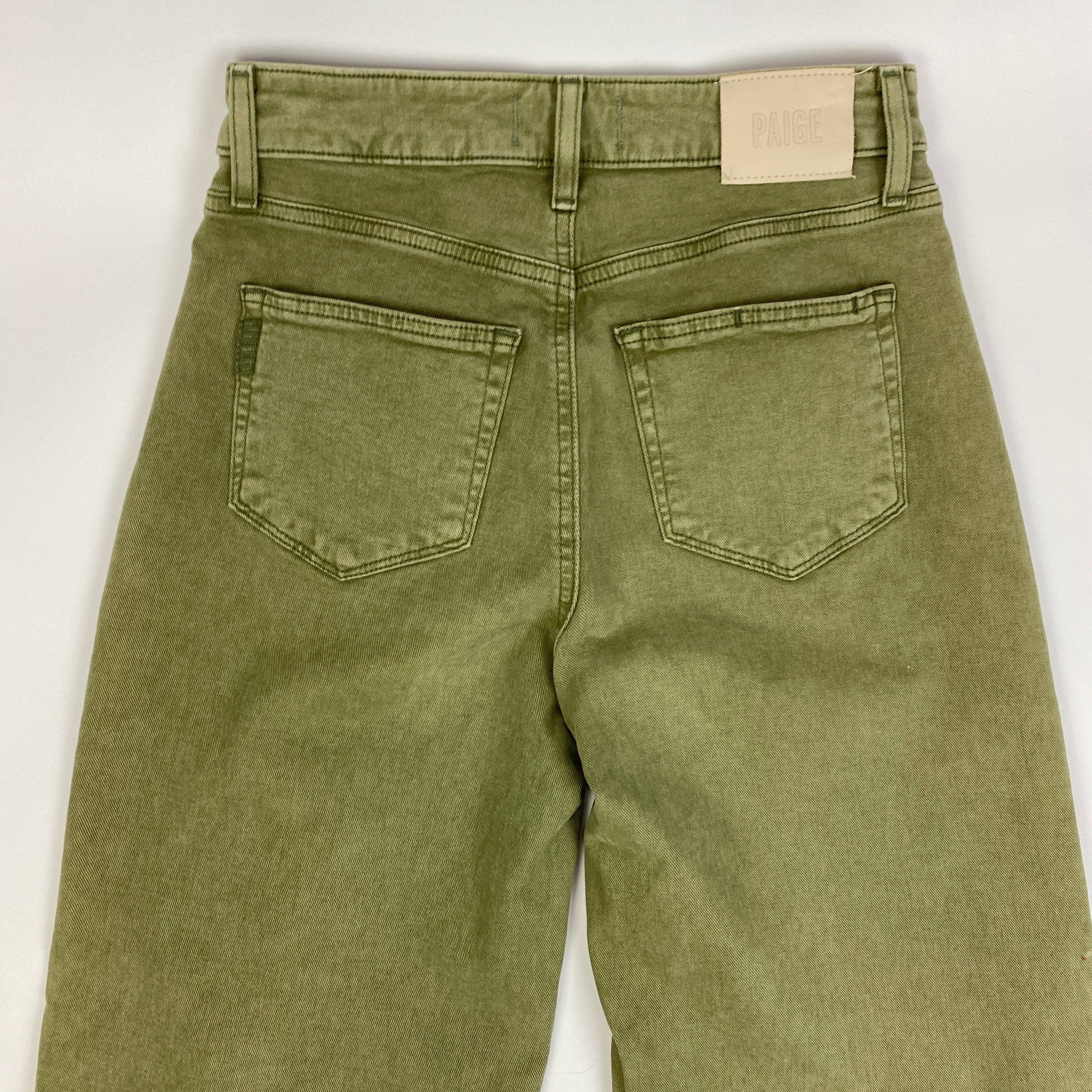 Paige £258 Pale Olive Anessa Crop Jeans 26