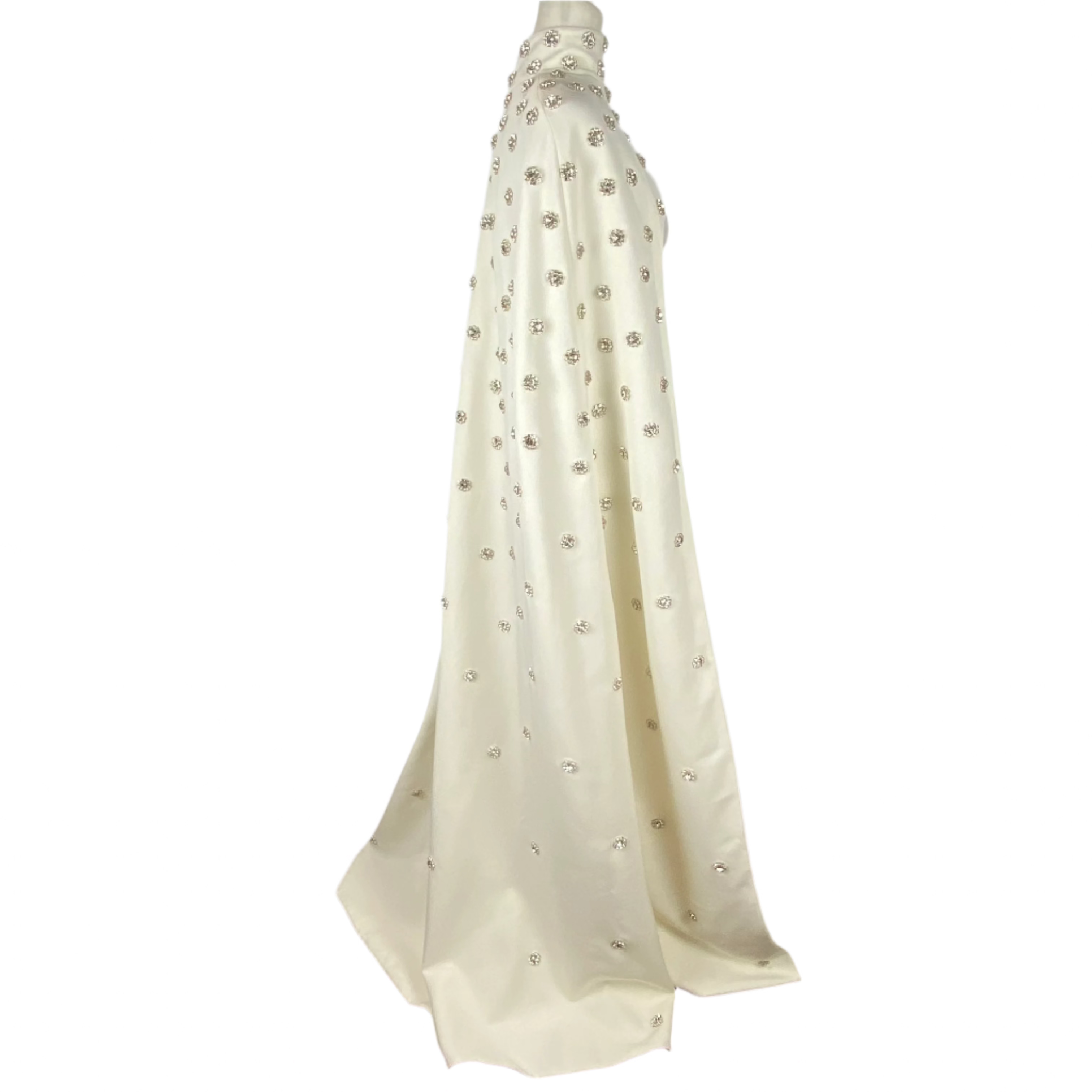 Safiyaa New £2995 Ivory Manore Crystal-Embellished Crepe Cape XS