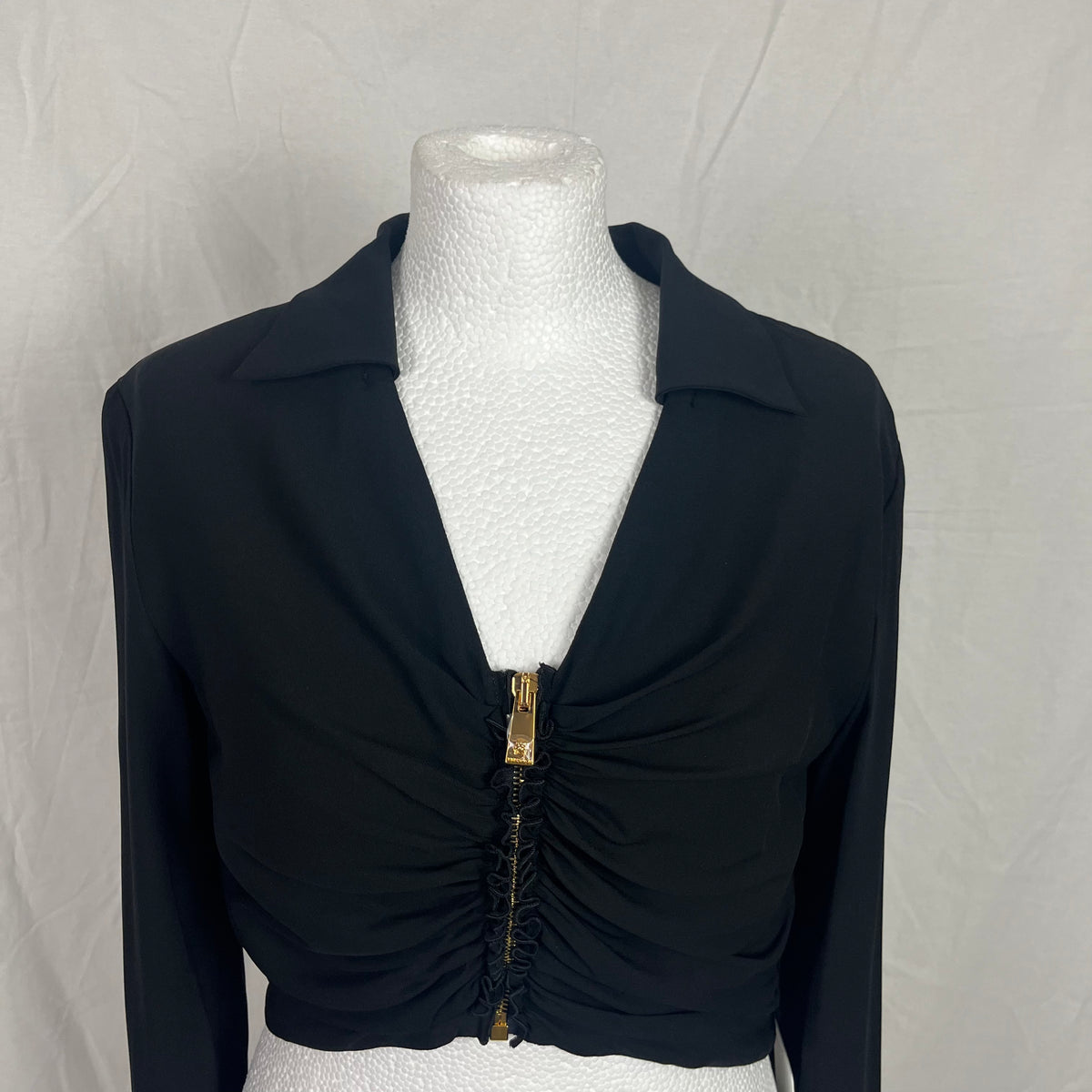 Versace Brand New £840 Black Medusa Zippered & Ruched Top M