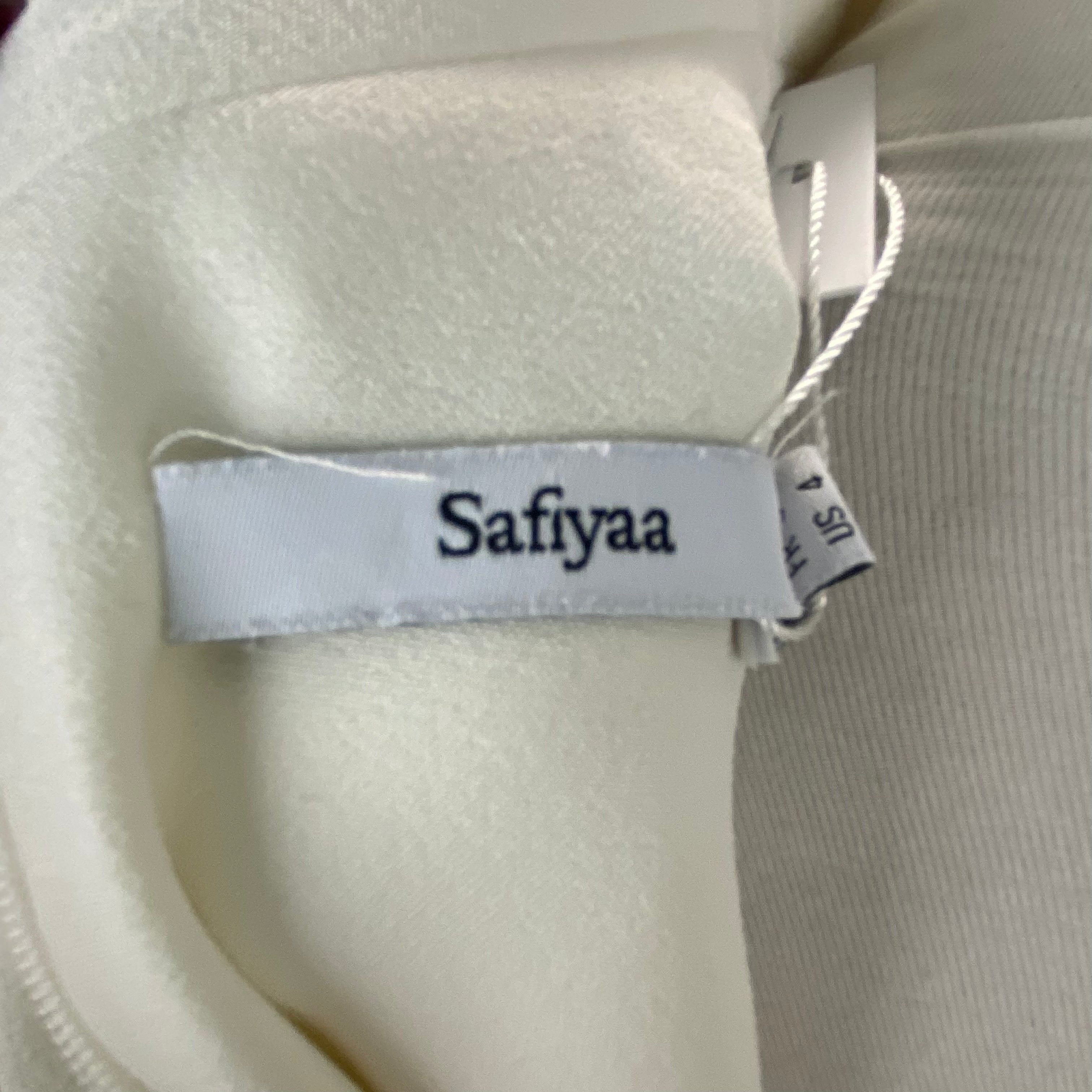Safiyaa New £2995 Ivory Manore Crystal-Embellished Crepe Cape XS