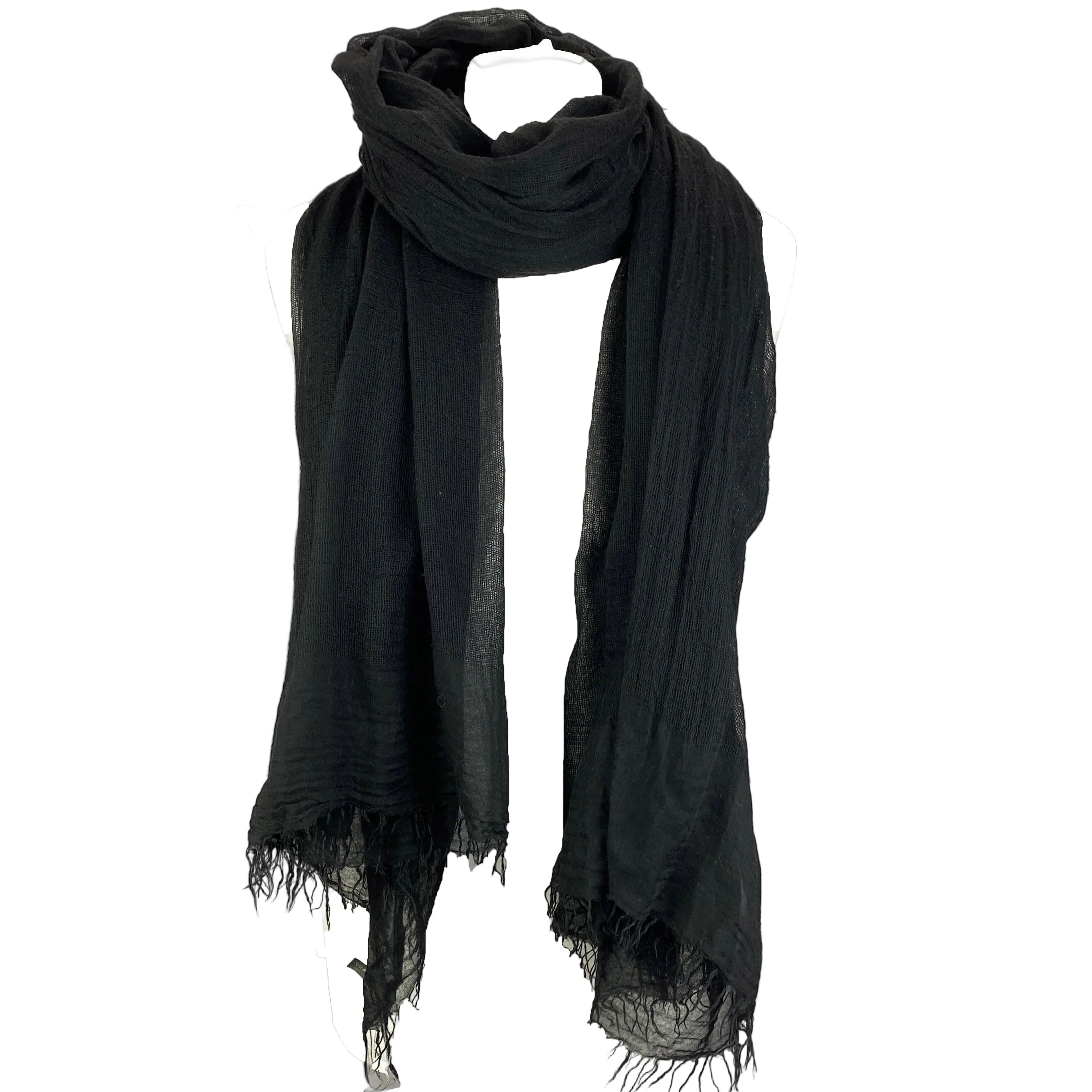 Faliero Sarti Black Loose Weave Modal & Silk Large Scarf