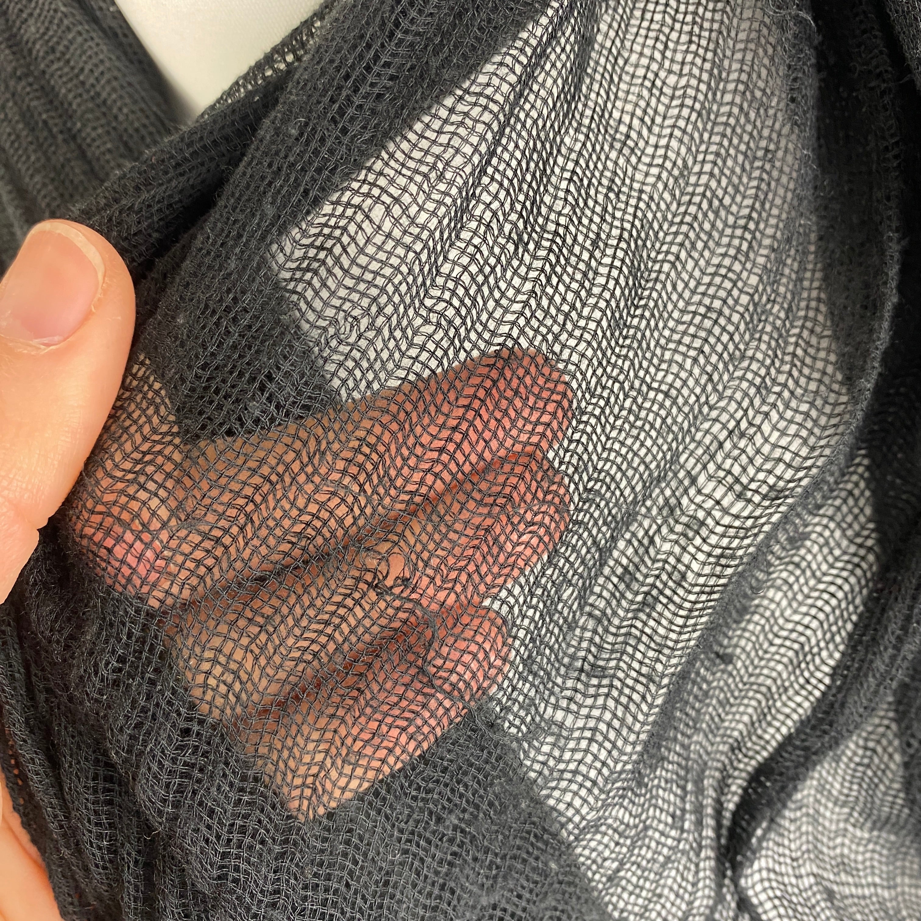 Faliero Sarti Black Loose Weave Modal & Silk Large Scarf