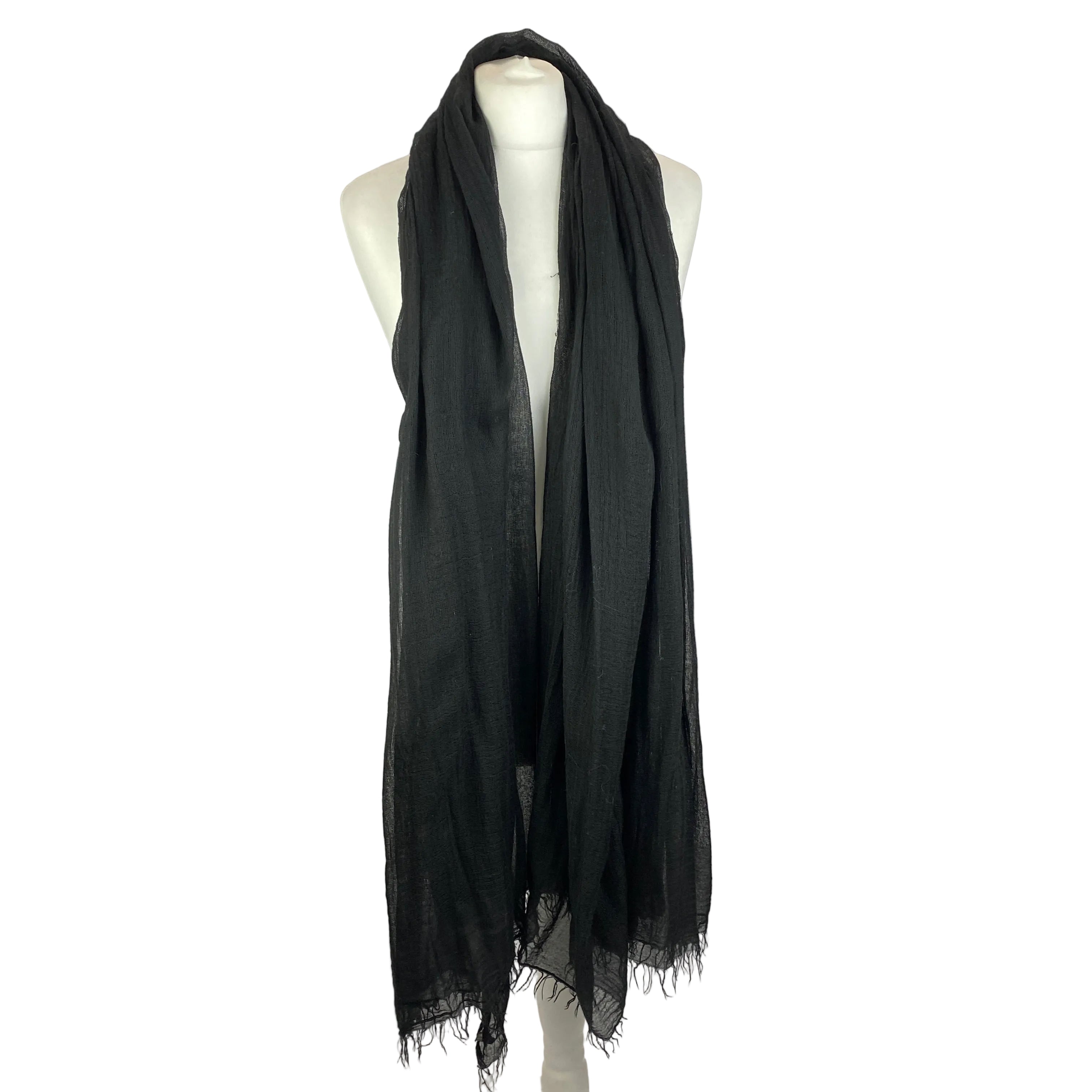 Faliero Sarti Black Loose Weave Modal & Silk Large Scarf